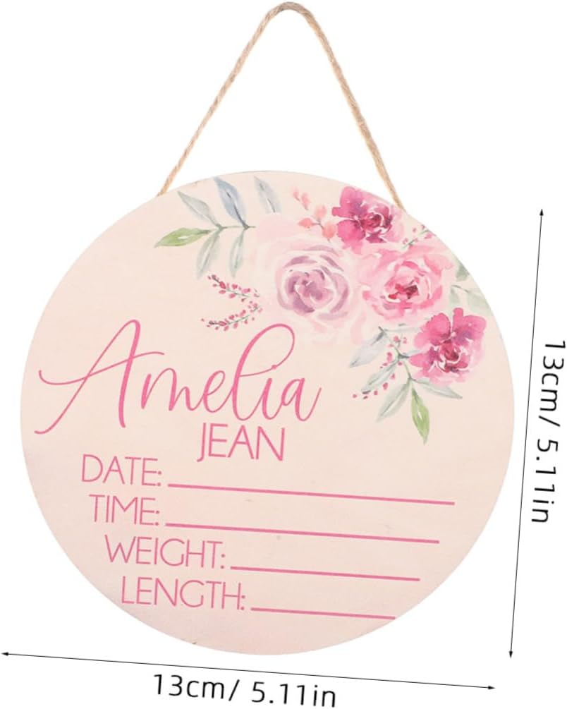 Wooden Baby Name Announcement Sign Set for Newborn Nursery Room, Birth Announcement Sign for Hospital and Home, Newborn Welcome Decor, 2Pcs image number 5