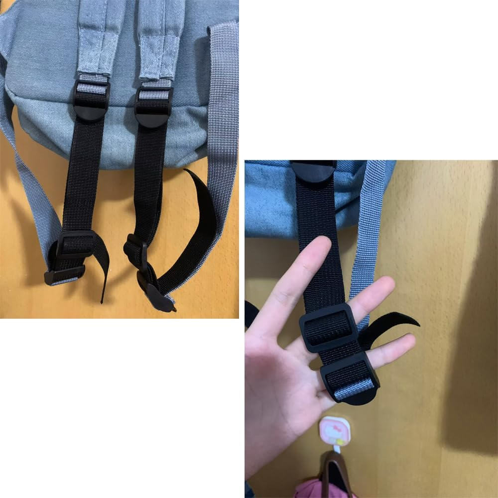 Dracra 4 Pack Backpack Extender Strap Extension Connector with Adjustable Buckles for Backpacks Shoulder Straps Travel Laptop Bags Bookbag Casual Daypacks, Black, Adjustable Size: 10 Cm -22 Cm (3.93 image number 2