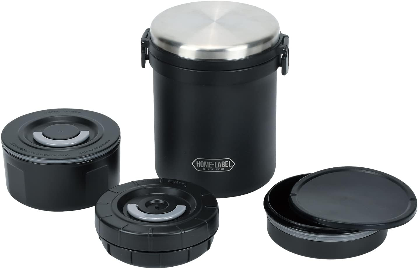 Pearl Metal HB-5667 Lunch Jar, 1000 Lunch Box, Donburi, Full Vacuum, Stainless Steel, Heat Retention, Cold Retention, White, Home Label