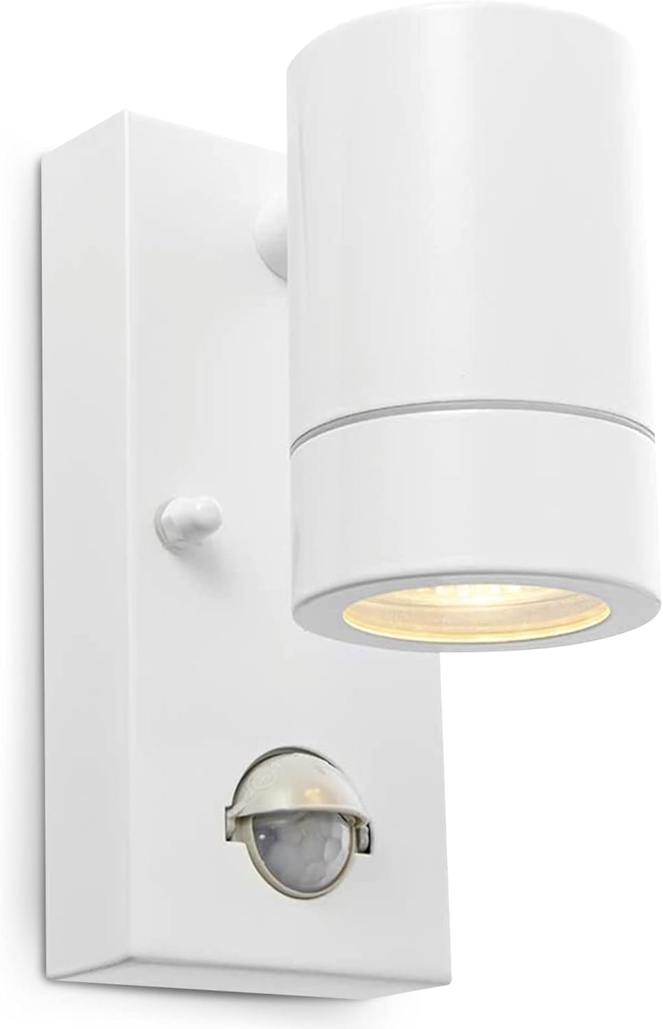 Palin Gloss White Steel External Outdoor Security PIR Motion Detector GU10 Wall Spot down Light IP44 Rated