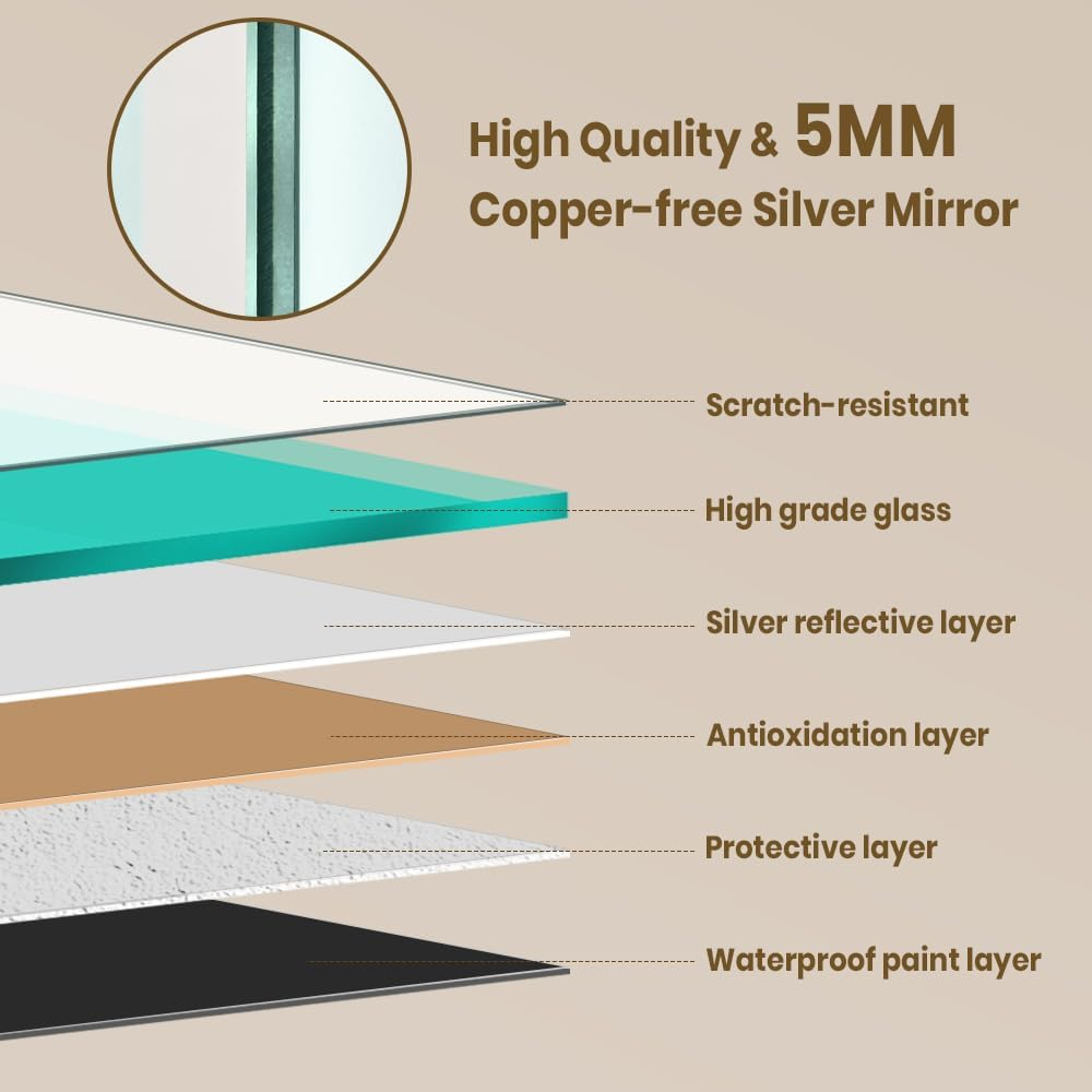 Simplus LED Bathroom Vanity Mirror Arch Mirrors Wall Light Vanity Shower Bathroom Make up Mirrors with anti Fog Smart Touch Switch Backlit and Front Light, 60X100Cm image number 2