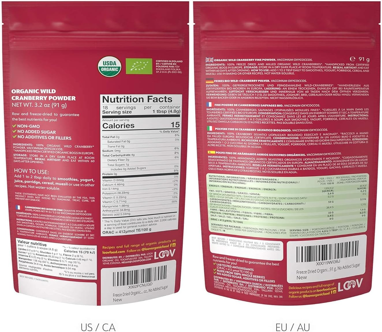 Wild Organic Freeze Dried Cranberry Powder, 3.2 Oz, 18-Day Supply, from Nordic Forests, Raw, No Added Sugar image number 5