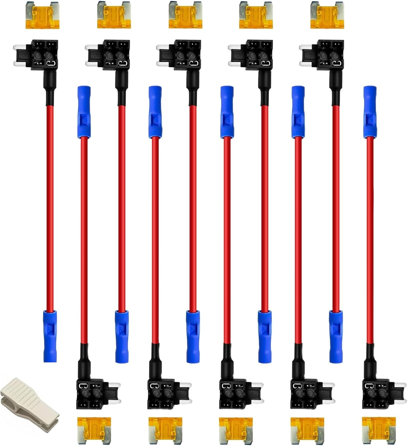 Ozchillon 5 Pack Low Profile Mini Add-A-Circuit Fuse Tap Kit with Blue Terminal &ndash; 16AWG Piggyback Fuse Holders for Car, SUV, Ute, Truck, 12V Accessories (5, 5AMP) image number 5