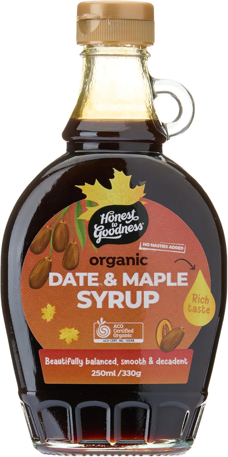 Honest to Goodness, Organic Date & Maple Syrup, 250Ml - an Exquisite Blend of Nature'S Finest Sweetness. a Journey of Rich Caramel Notes and Premium Canadian Maple.