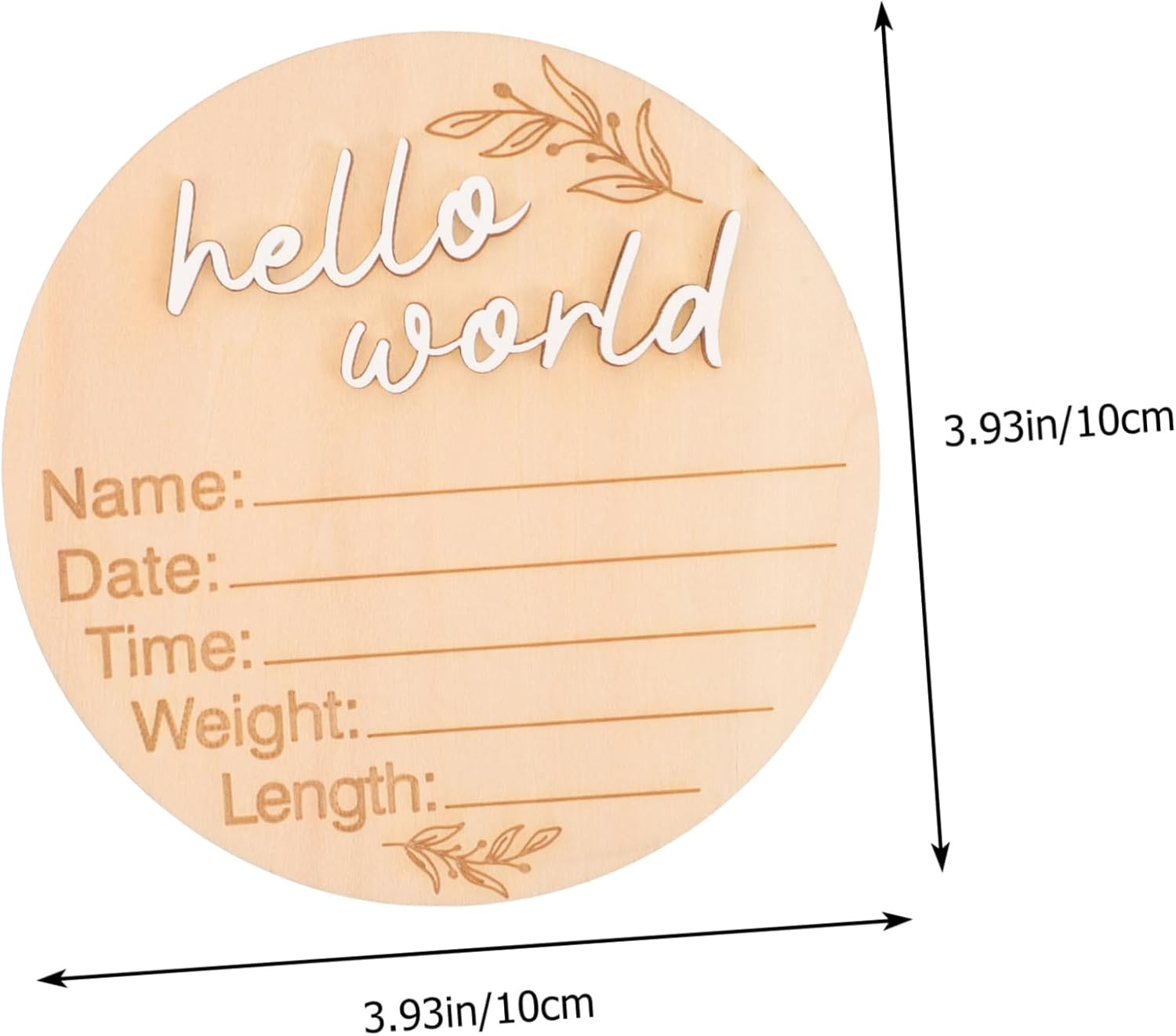 2Pcs Circular Announcement Sign Wood Birth Name Plaque for Newborns for Photo Props and Decor Showers and Milestone Memories image number 5