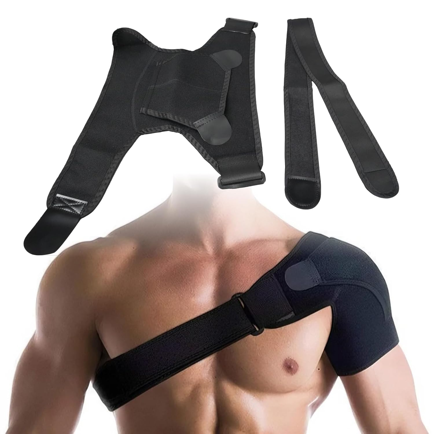 Adjustable Shoulder Brace with Pad, Support for Rotator Cuff, Tendonitis, AC Joint Pain Relief, for Men & Women, Fits Left or Right Shoulder image number 3