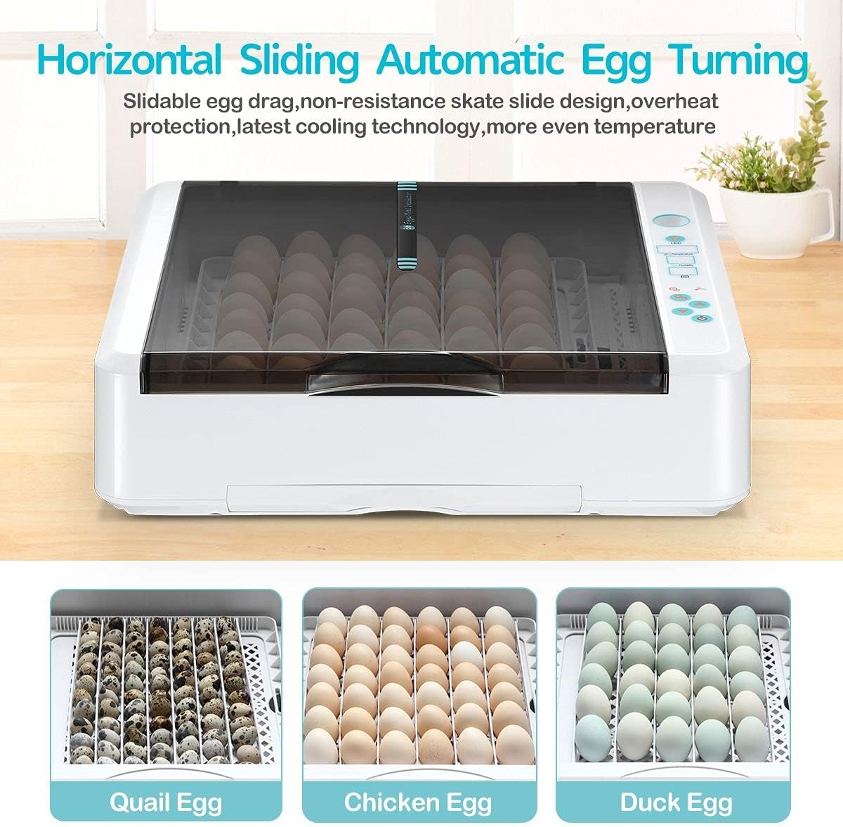 Digital Fully Automatic Egg Incubator 36-120 Eggs Poultry Hatcher Chicken Duck Bird Auto Turning image number 6
