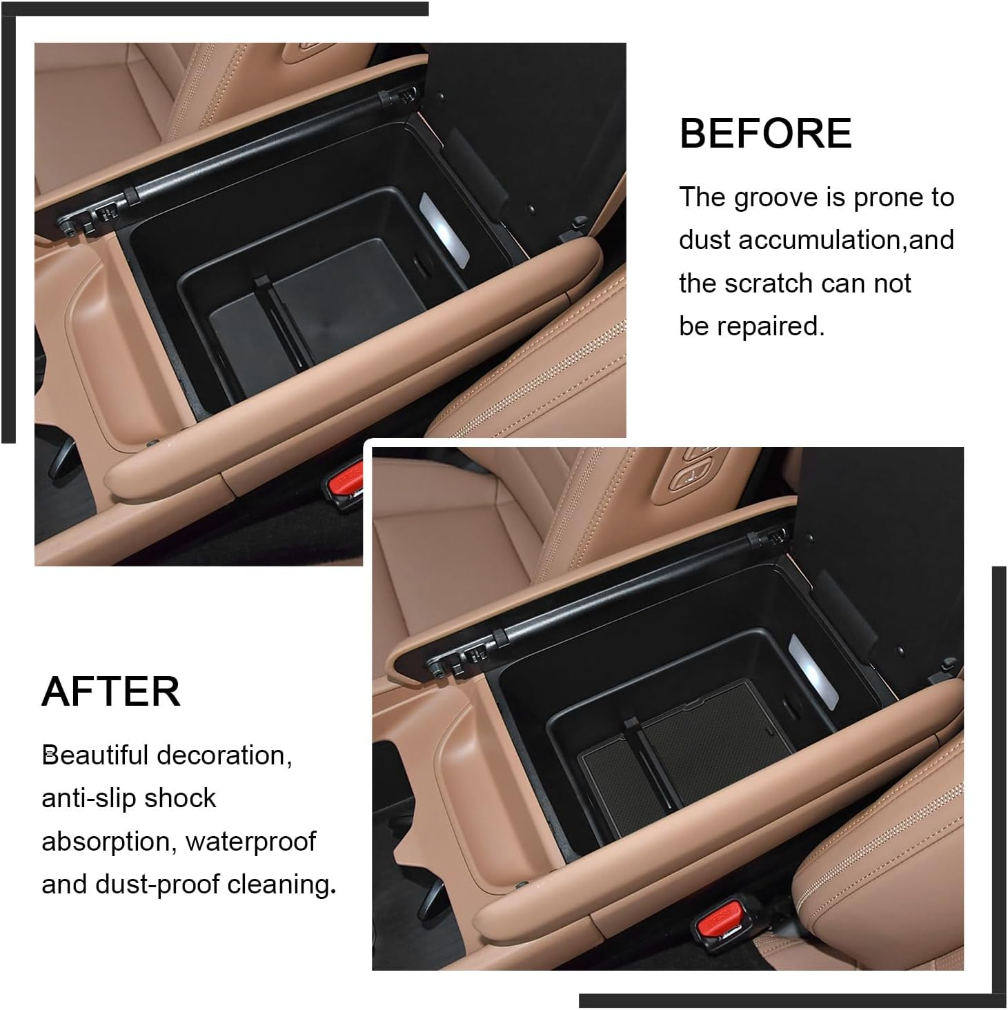 2024 2025 2026 Santa Fe Door Slot Mats Center Console Liner Door Mats for Hyundai Santa Fe 2026 Accessories Compatible with Hyundai Santa Fe Calligraphy/Se/Sel/Xrt/Limited Rubber Mats Black 18Pcs/Set image number 2