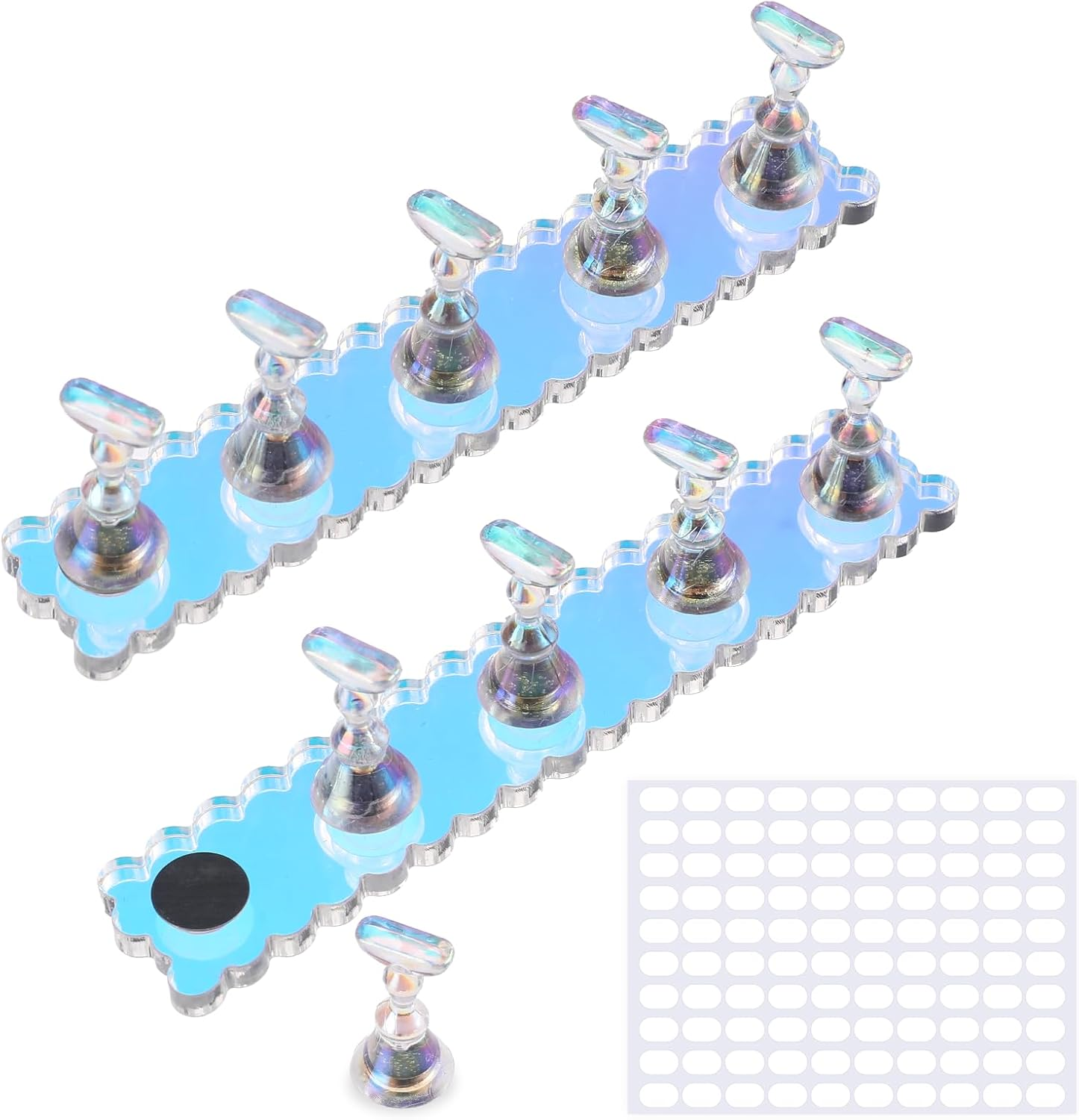 2 Set Nail Holder for Painting Nails, Press on Nail Stand with Double-Sided Nail Glue, Magnetic Fake Nail Holder for Home Diy Beginner Salon Supplies