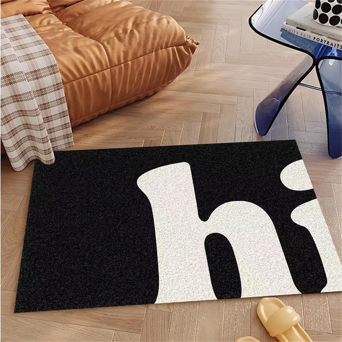Hi Front Door Mat Outdoor Mud Absorbent, 50&times;80Cm Welcome Mat for Indoor & Outdoor, Doormat Entrance Mat Rug outside Patio/Inside Entry Way, Anti-Slip Mats Rubber Backing, Durable & Washable (Hi) image number 2