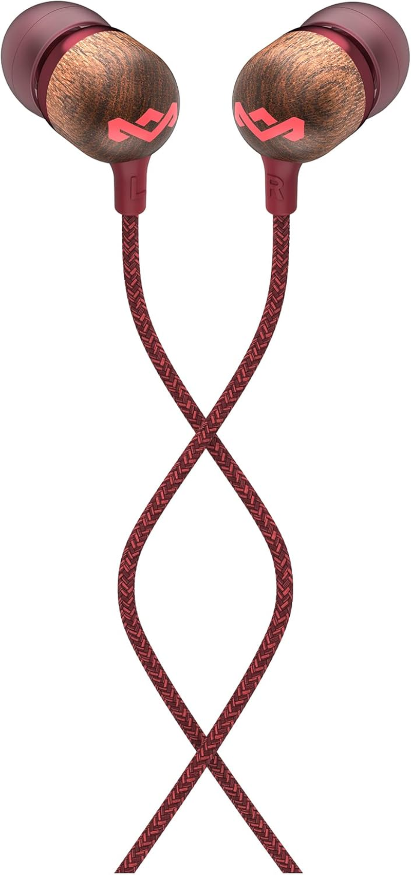 House of Marley Smile Jamaica In-Ear Headphones - Sustainably Crafted, Eco-Friendly, Noise Isolating Wired Earphones, 9.2Mm Driver, Tangle-Free Cable, 1 Button Microphone Control - Red image number 4