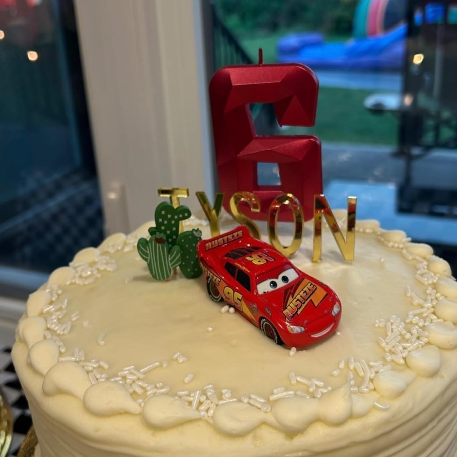 DERVENTA Large Birthday Candle Number 3D Red 3.7 Inch Party Celebration Anniversary Decoration Cake Topper 1 Piece (Number 5 Red) image number 1