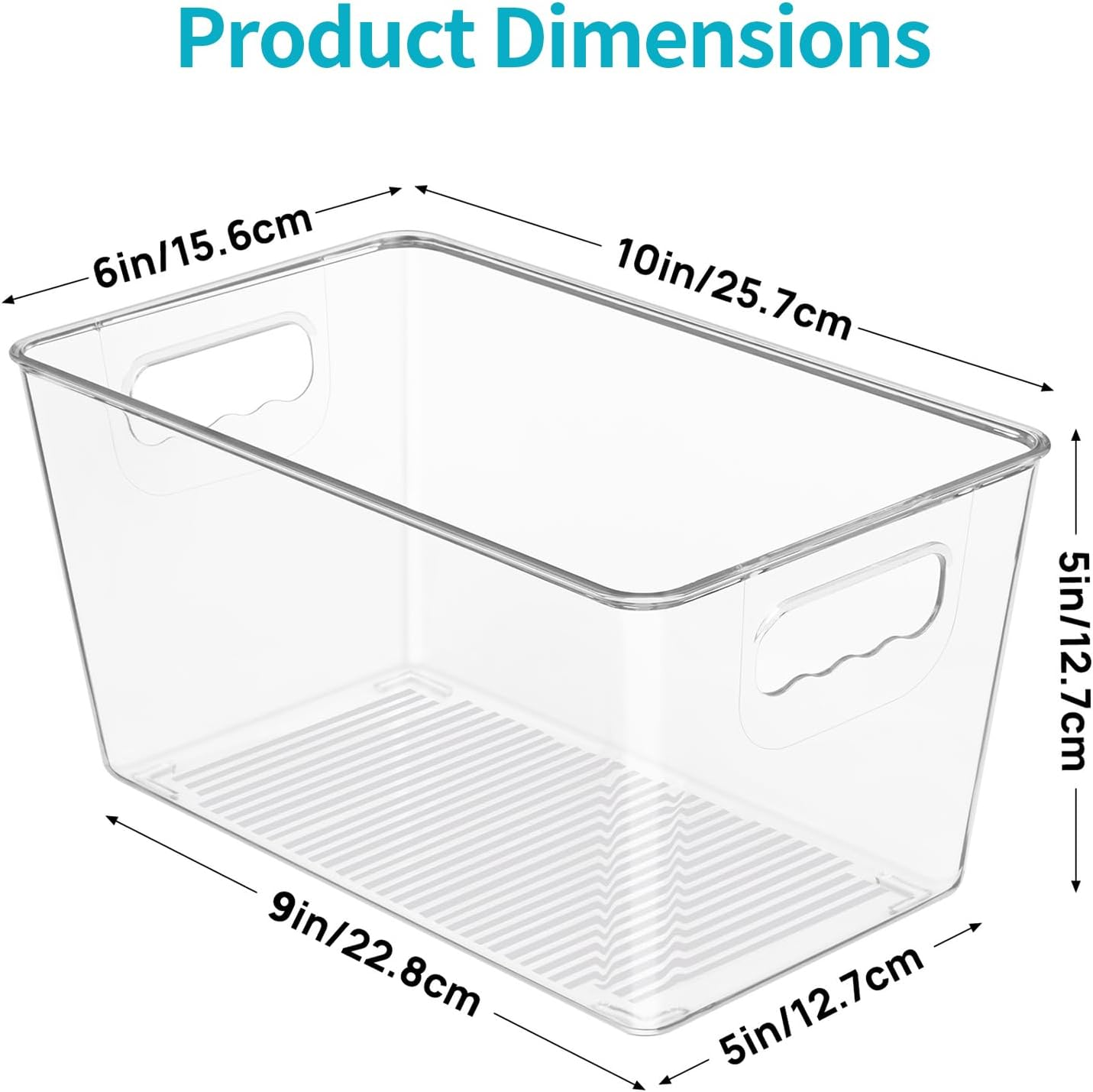 6 PCS Pantry Organiser, Food Containers for Fruits, Vegetables, Snacks, Clear Plastic Kitchen Storage & Organisation Bins with Handle, Medium Snack Box for Fridge, Cabinet, Countertops image number 3