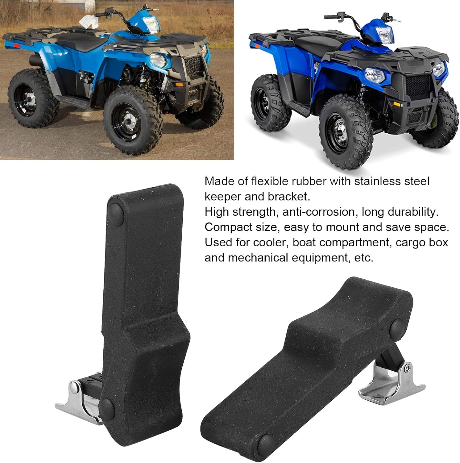 2Pcs Front Storage Rack Rubber Latch Fit for Polaris Sportsman 450 570 850 Touring ETX 7081927 image number 4