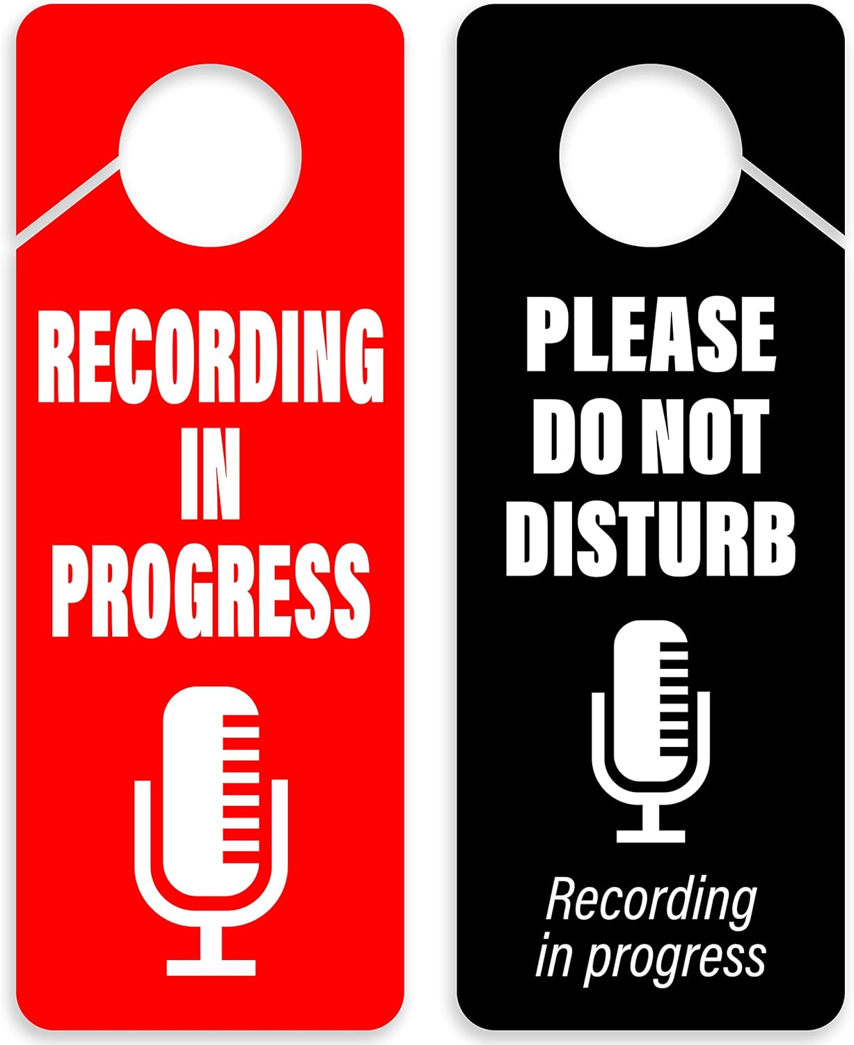 CLEVER SIGNS Recording in Progress - Please Do Not Disturb Sign, Door Knob Hanger 2 Pack, Double Sided, Ideal for Using in Any Room. image number 1