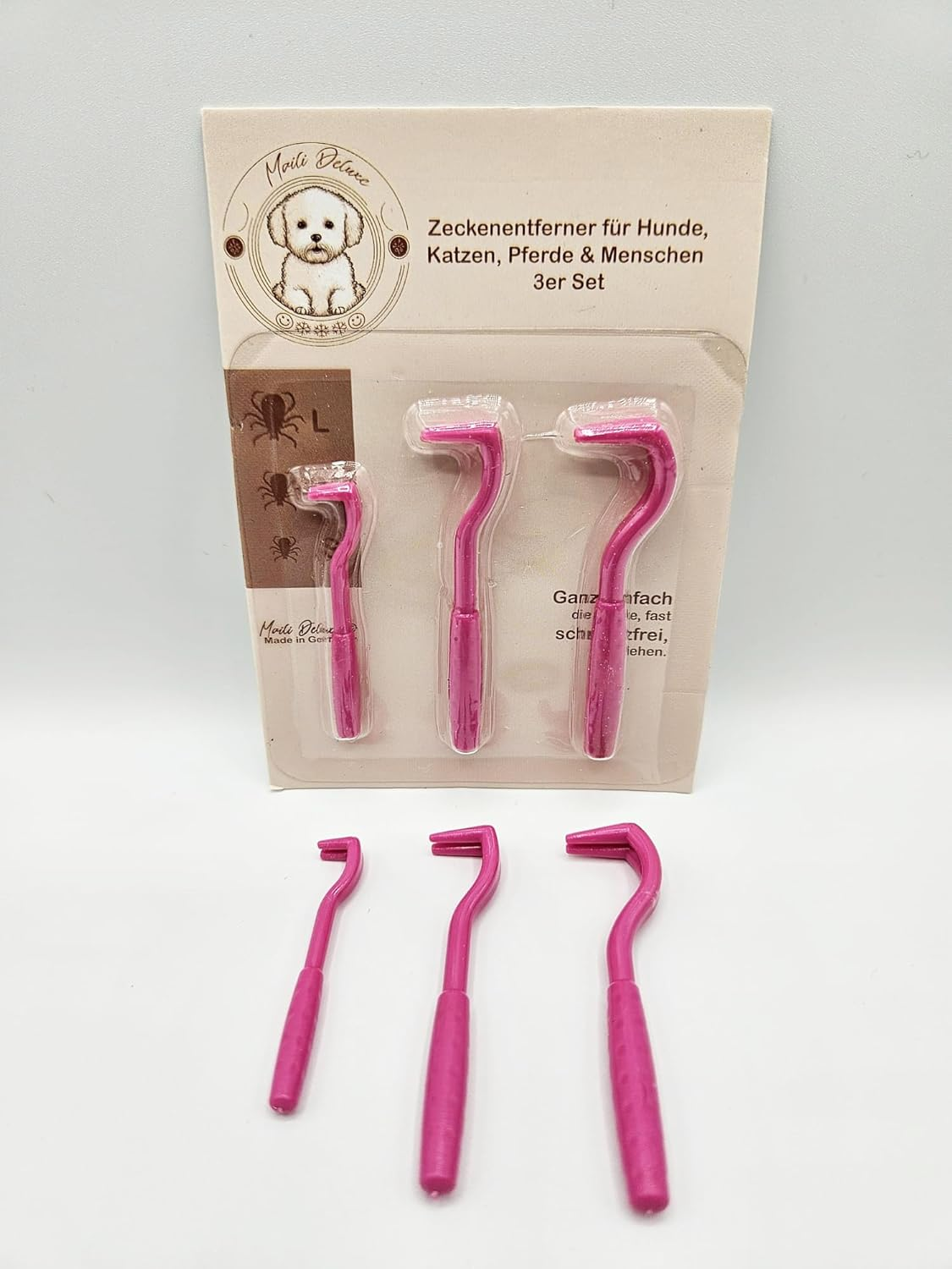 Maili Deluxe Set of 3 Tick Hooks for Dogs, Cats, Horse & Humans - Tick Lever as a Proven Tick Remover for Tick Tweezers I Alternative to Tick Tweezers (Green)