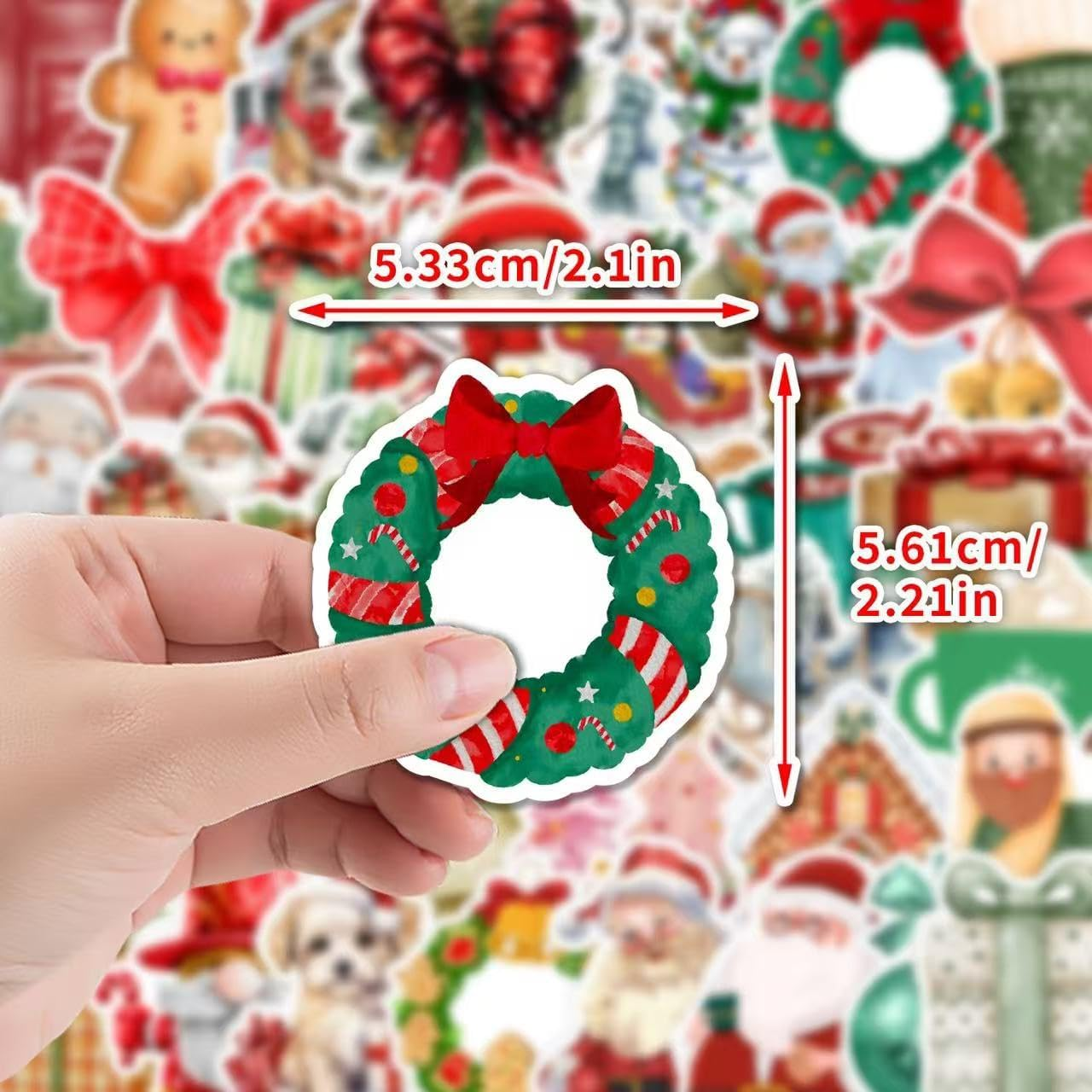 50 PCS Christmas Stickers for Kids, Christmas Party Favors Stocking Stuffers Vinyl Water Bottles Stickers Crafts Gifts for Classroom Students Holiday Sticker for Kids Teens Adults - 100 A image number 5