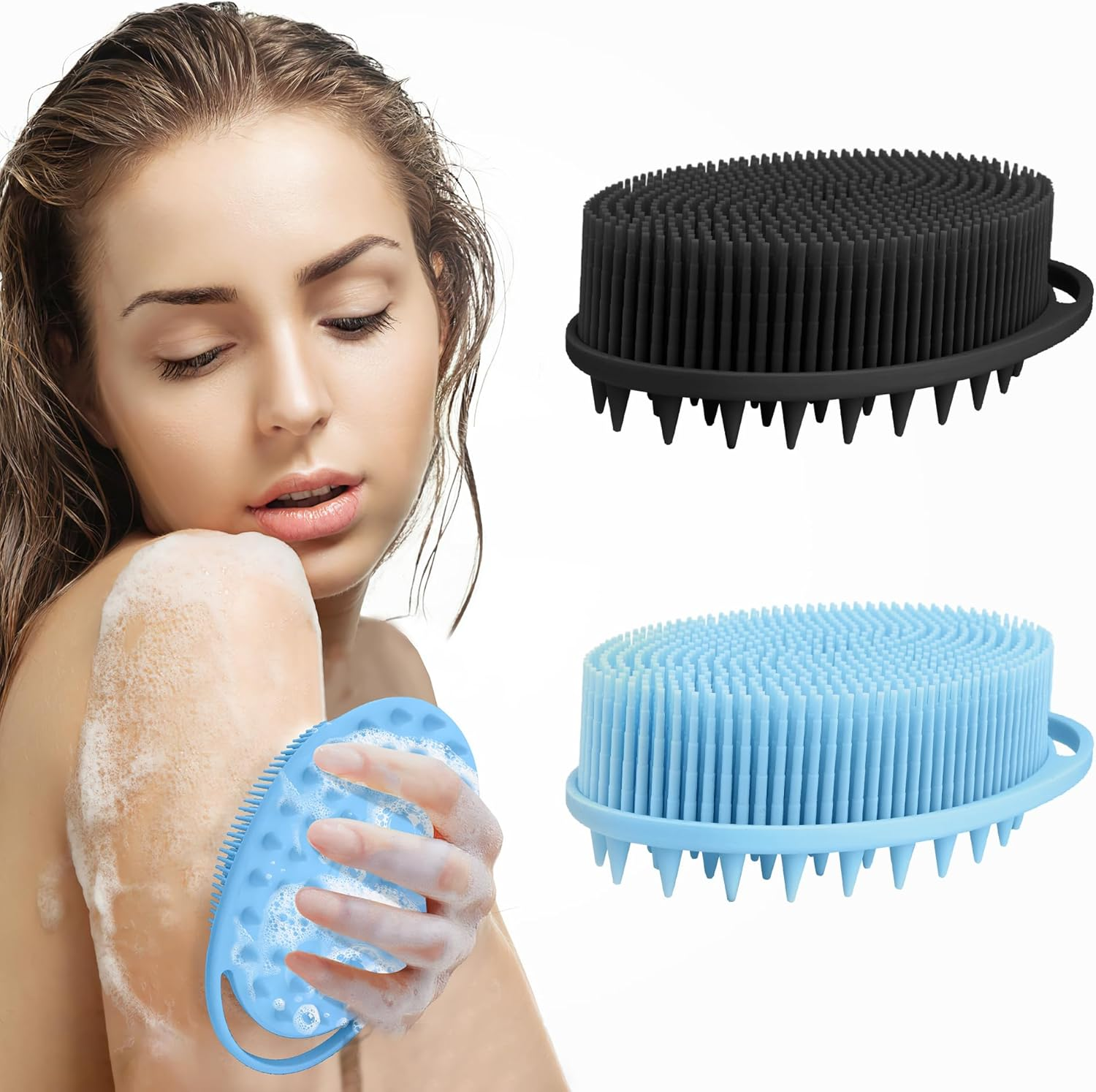 Silicone Body Scrubber 2 Pack Silicone Scrubber Bath Brush Showersiliconescrubber for Body Siliconescrubber Body Siliconebodybrush Silicone Loofah