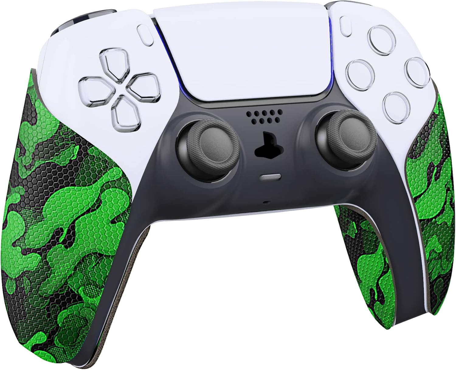 Playvitalanti-Skid Sweat-Absorbent Controller Grip for Ps5 Controller, Professional Textured Soft Rubber Pads Handle Grips for Ps5 Controller - Black Green Camouflage - Black image number 4