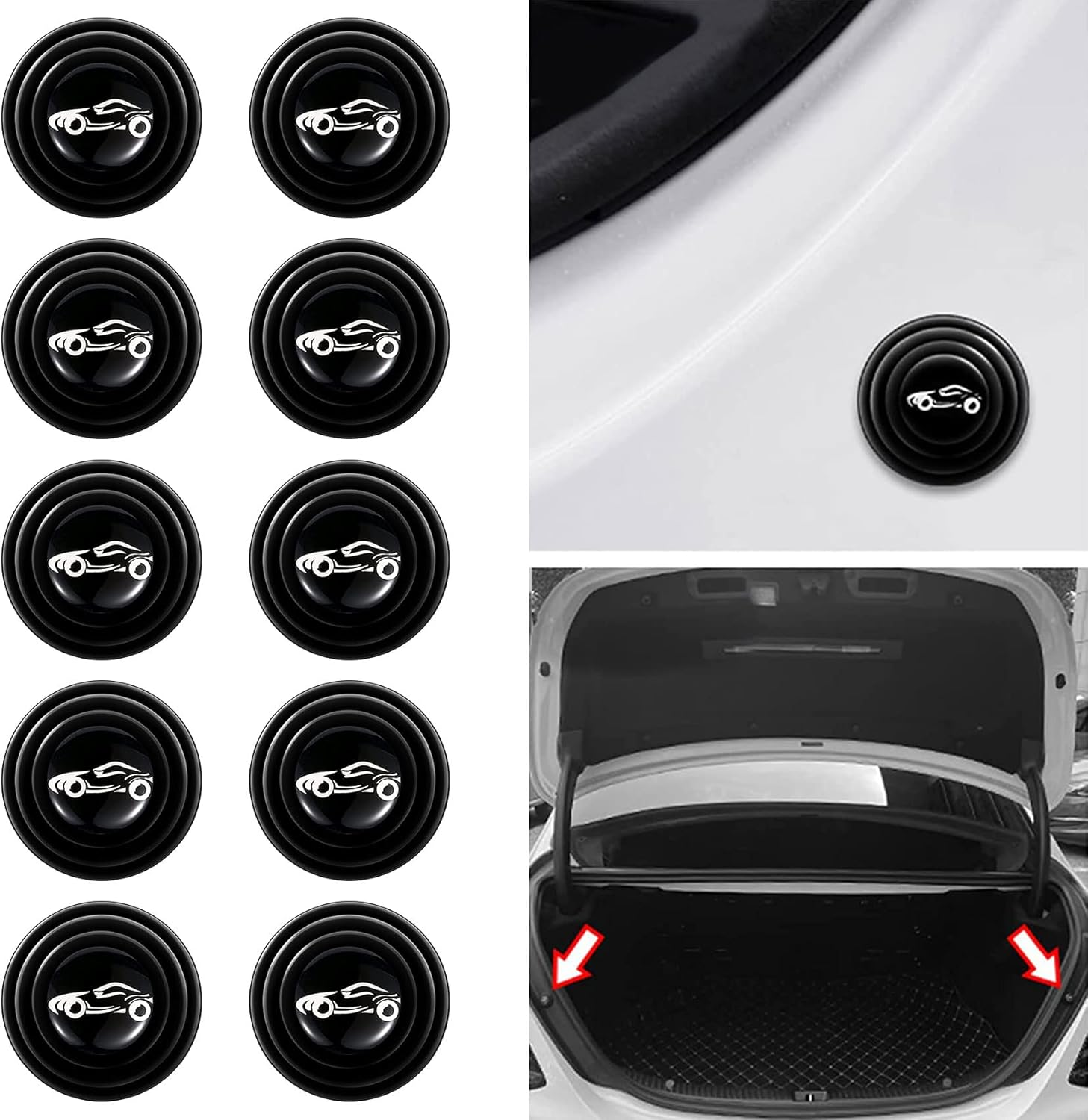 Deemars 10PCS Car Door Shock Absorber Protector, Sound Insulation and Anti-Collision Pad, Car Exterior Buffer Protector, Automotive Door Entry Guard Auto Accessories Universal for Most Cars