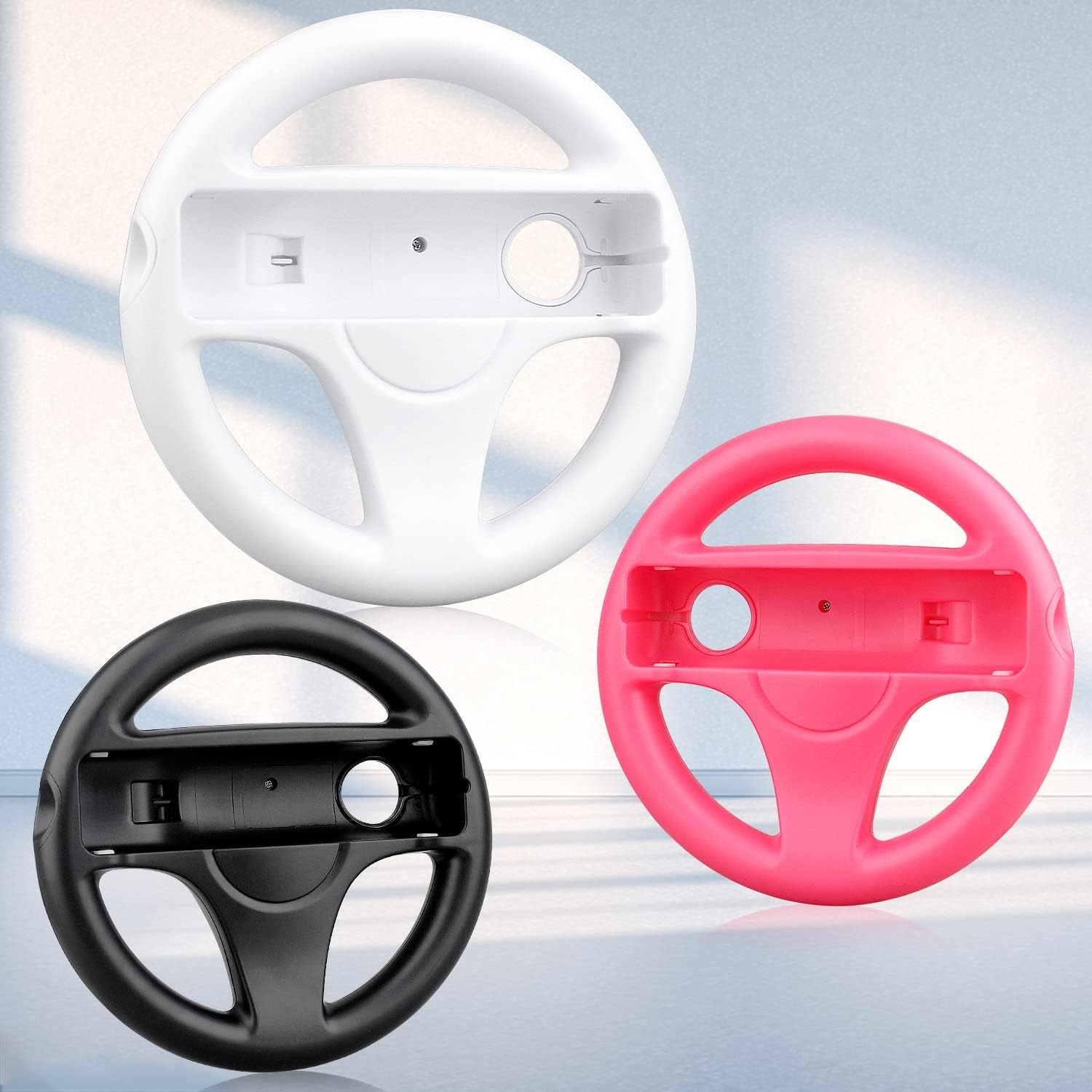 OSTENT Mario Kart Racing Games Steering Wheel Compatible for Nintendo Wii Remote Controller Color White image number 1
