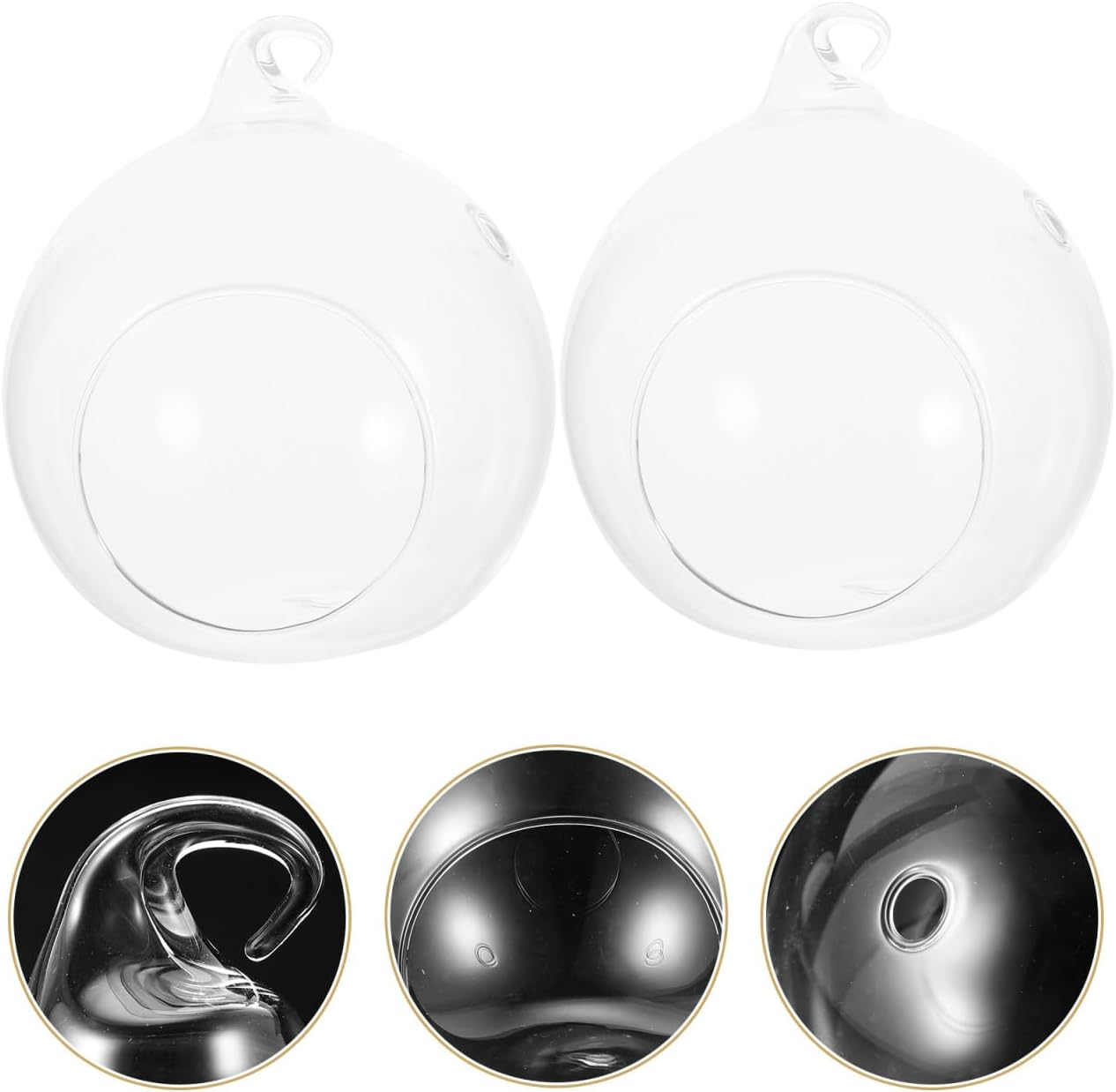 GANAZONO 2Pcs Hanging Glass Terrarium, 15Cm Transparent Globe for Air Plants, Home Decor, Wedding Centerpiece, Office Decoration, Modern Design, Durable and Corrosion-Resistant image number 2