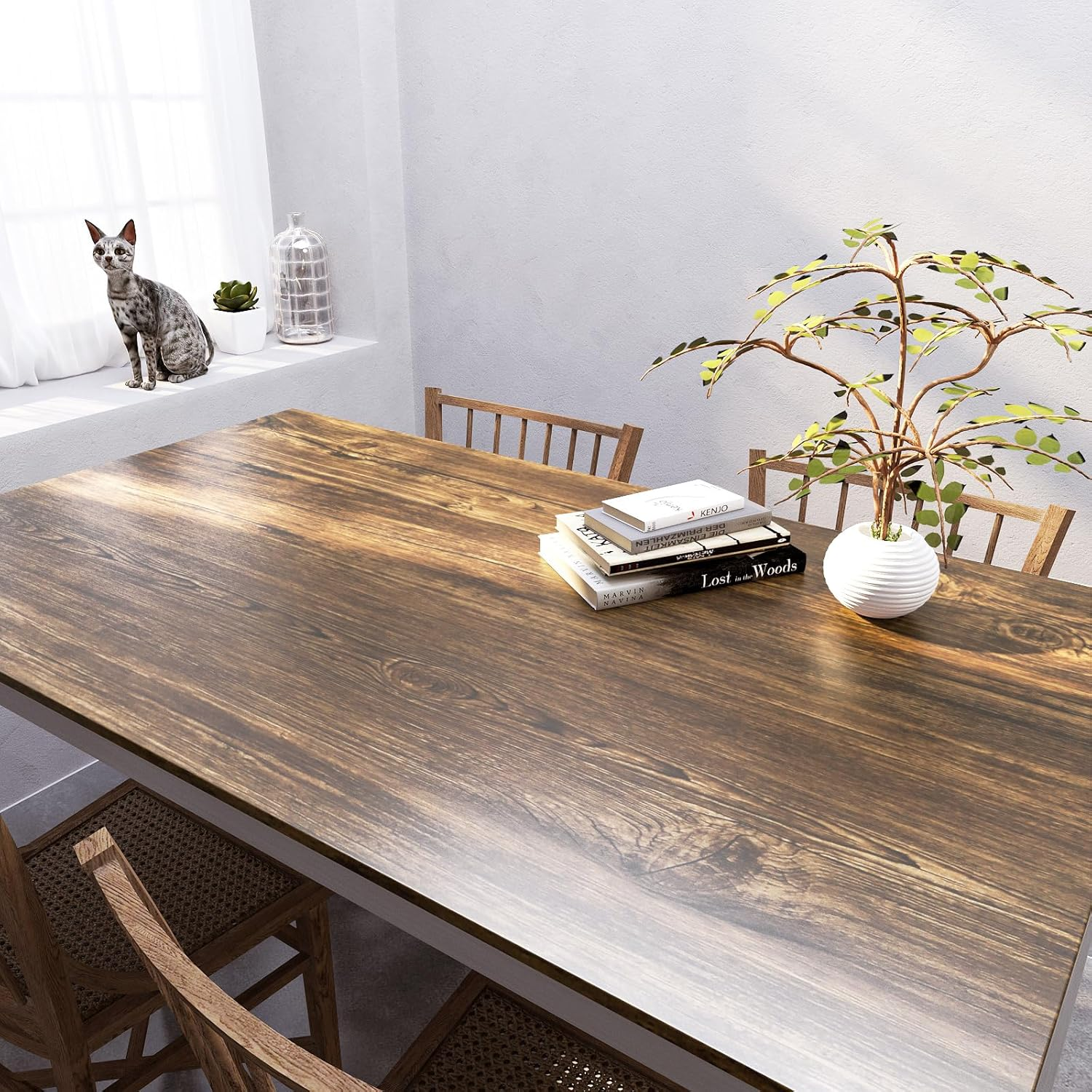 Yenhome Brown Wood Wallpaper 24X118 Inch Wood Peel and Stick Wallpaper Distressed Wood Grain Contact Paper for Cabinets Countertops Kitchen Wallpaper Self Adhesive Removable Wallpaper for Shelf Drawer image number 2