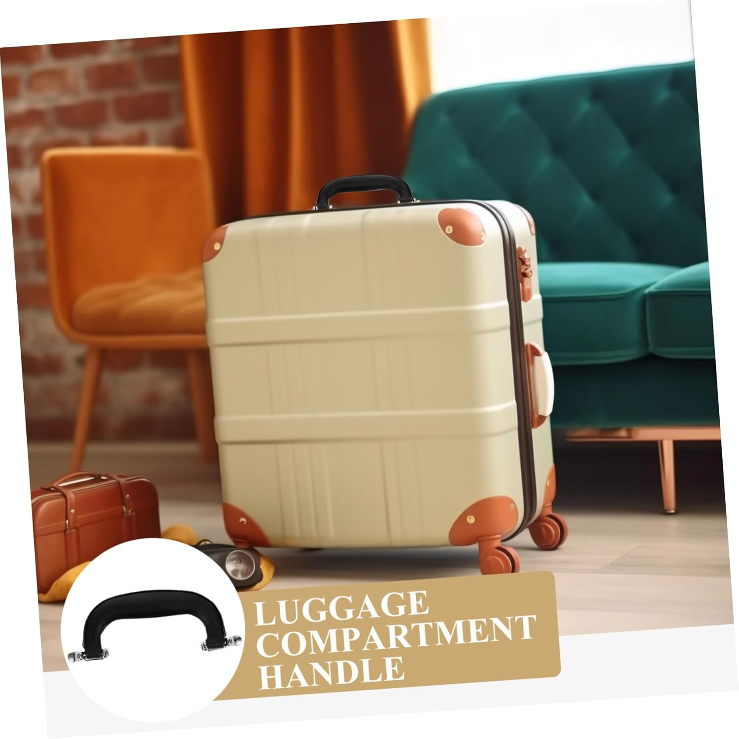 HORIALENCE 2Pcs Luggage Case Leather Handle Replacement Suitcase Grip Travel Accessories Black Leather Handle Silver Feet for Toolbox and Suitcase Carry Gear image number 3