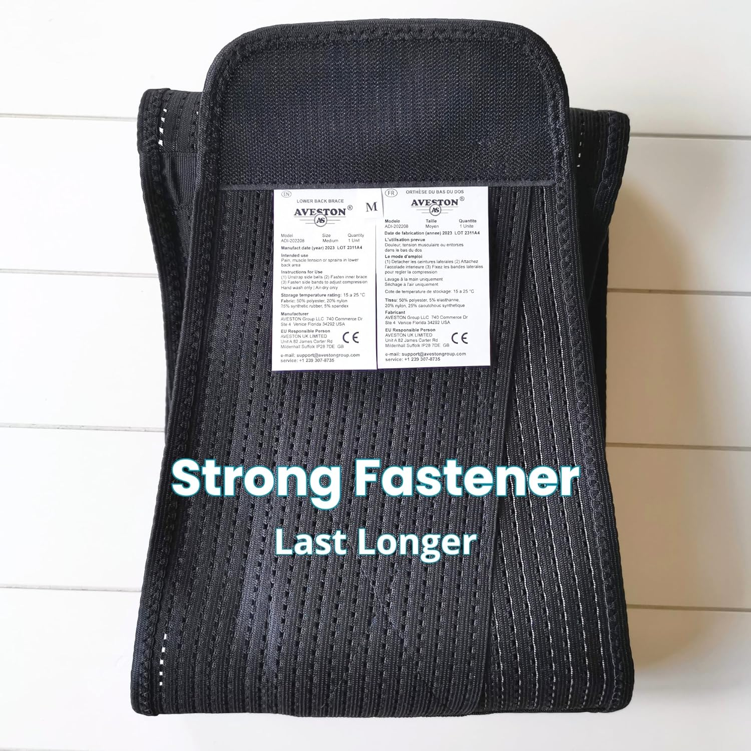 AVESTON Back Brace for Lower Back Pain Relief 6 Ribs Belt with Lumbar Pad Support for Men/Women Light Thin Orthopedic Rigid Adjustable Supporter for Herniated Disc (X-Large) image number 3