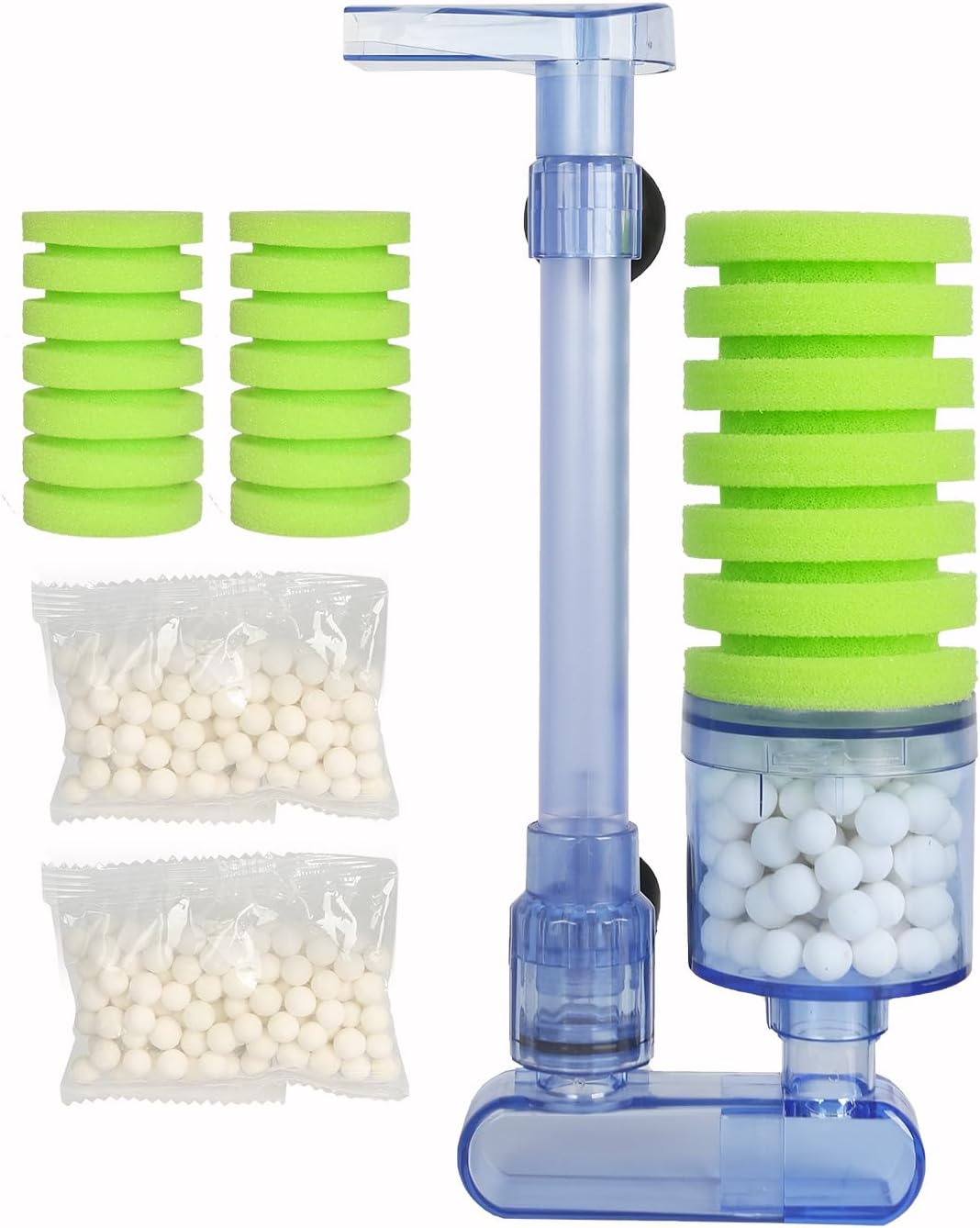 Boxtech Aquarium Biochemical Sponge Filter, Ultra Quite Aquarium Single Head Bio Sponge Fish Tank Foam Filter-Green