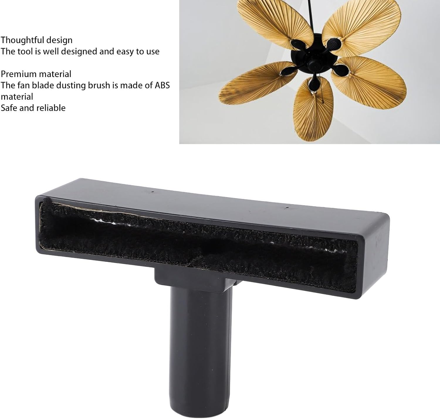 Fan Cleaning Brush, Fan Blade Dust Brush, Innovative Ergonomic Handle for Home (Black) image number 2