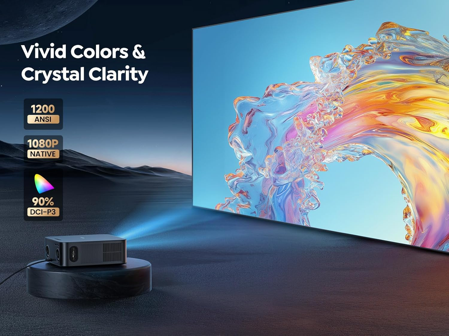 Projector 4K【Official Neflix/36000 Lumen/36W Dolby Audio】Auto Focus/Keystone/Screen Alignment/Obstacle Avoidance Smart Projector, TOPTRO Native 1080P Projector Wifi 6 Two-Way Bluetooth Exposed Speaker image number 1