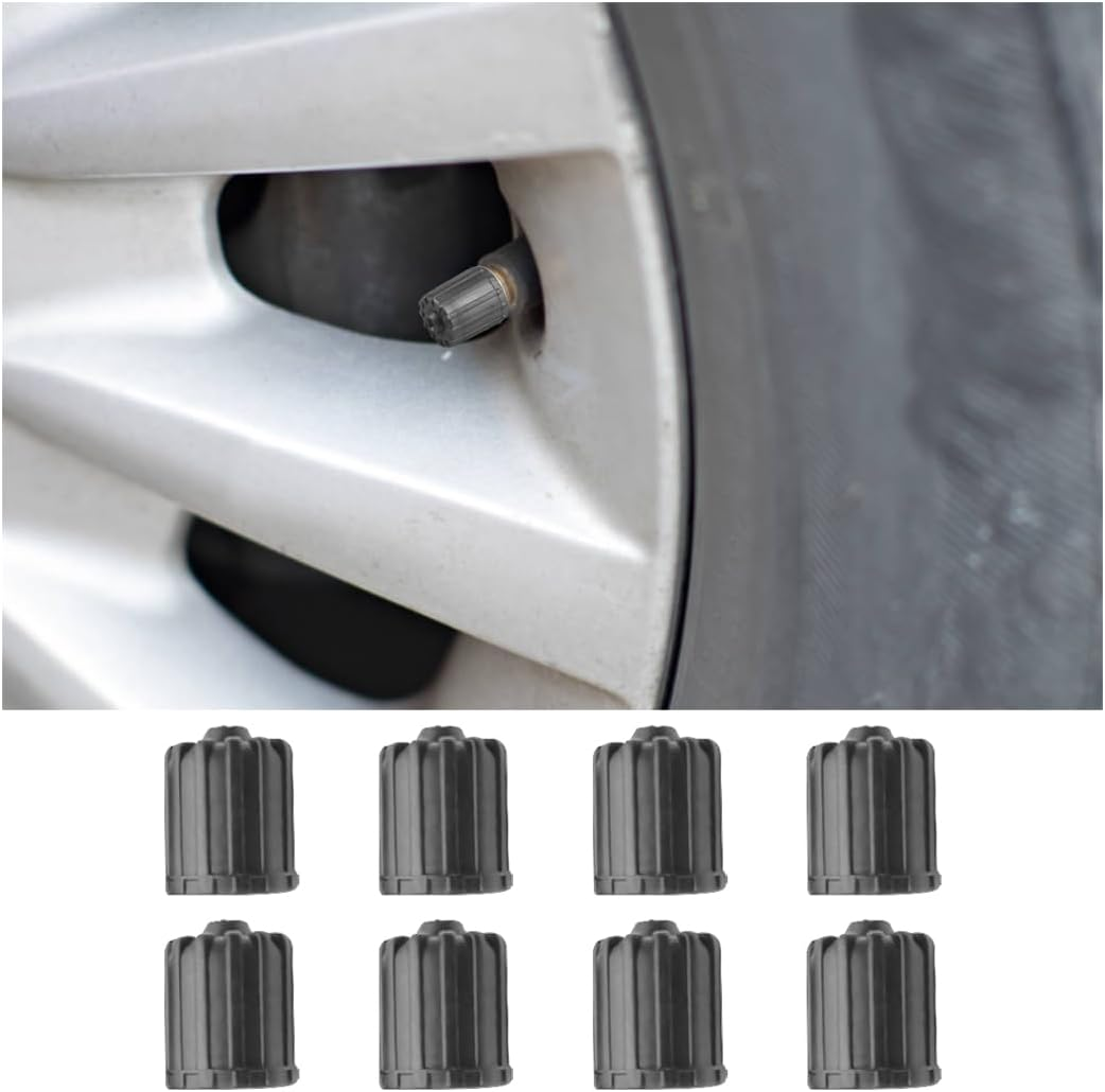 JNNJ Pack of 8 Car Tyre Valve Caps, Plastic Tyre Wheel Alloy Valve Caps Dust Caps, Car Tyre Handle Dust Caps with Sealing Ring SUV Truck (Grey)
