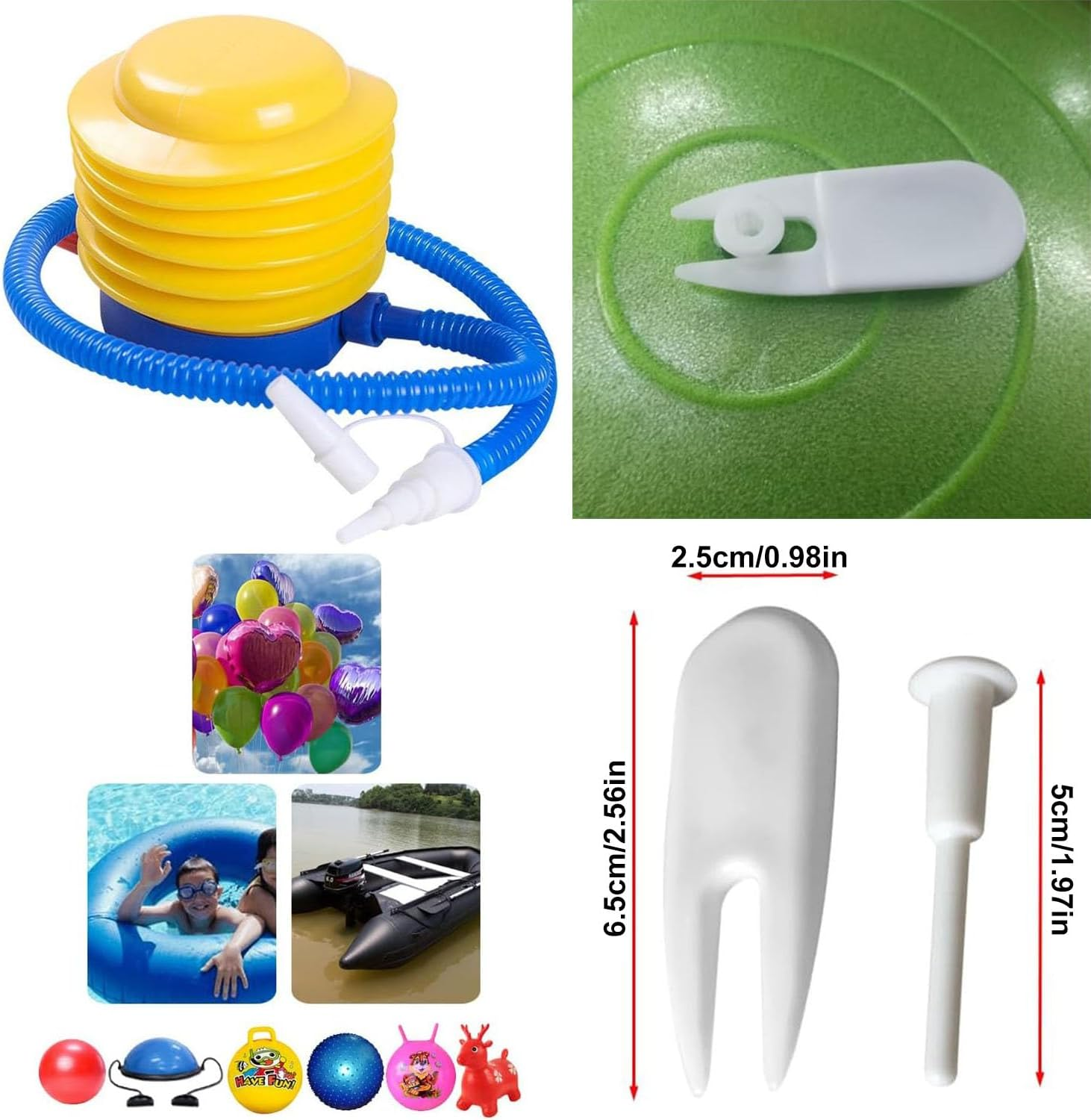 Foot Pump, with Plug Pin Stopper Adapter Kit, Plastic Corrugated Tube Foot Operation Inflatable Air Pump for Sports Fitness Balloon Swimming Ring Pool Float Inflatable Bed Pillow Boat Outdoor image number 1