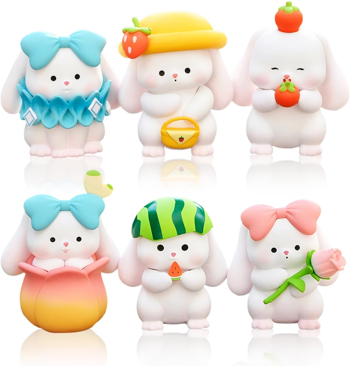 Cosplay Rabbit Figure Set Cute Anime Desktop Decoration Ornament Kawaii Anime Figure Fan Birthday Gift Collection 1.6X2.2In (6PCS) image number 1