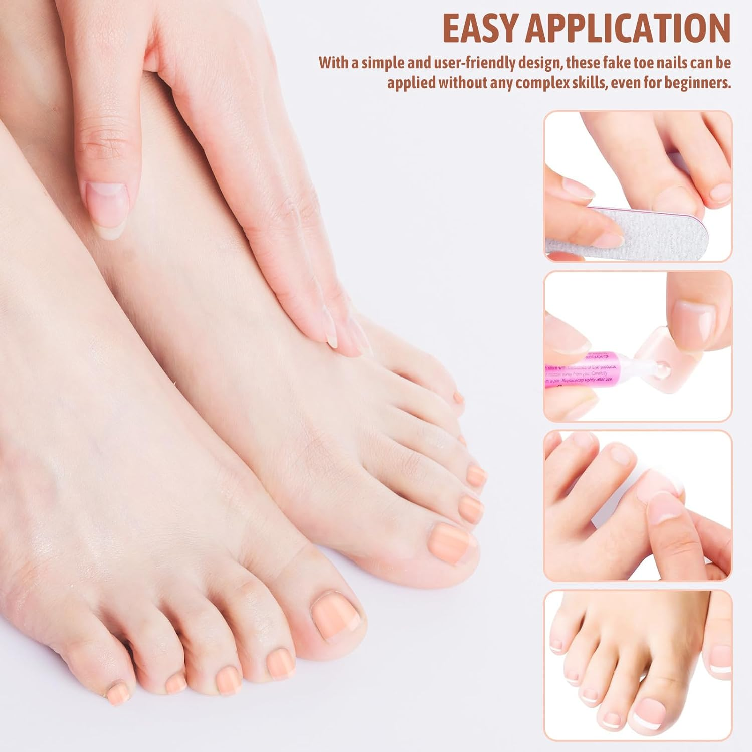 SHINYPASING 120 Pcs Square False Toenail Tips Press-On Fake Toenails for Women Short Toe Nails Nail Extension Set with Storage Box for DIY image number 5