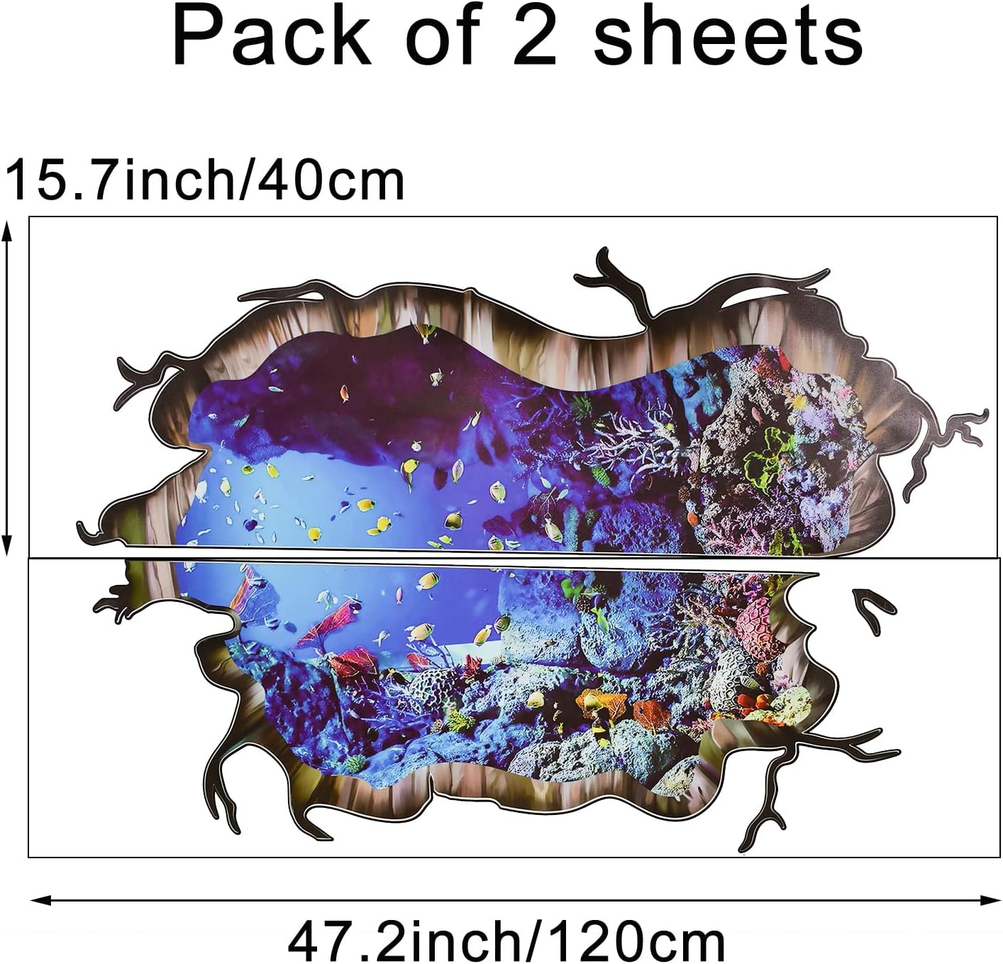 Pinenjoy 3D Underwater World Wall Decal Vivid Ocean Sea Life Wall Stickers Removable Self-Adhesive Vinyl Wall Art Decals for Home Floor Ceiling Bedroom Nursery Living Room Playroom Decor image number 1