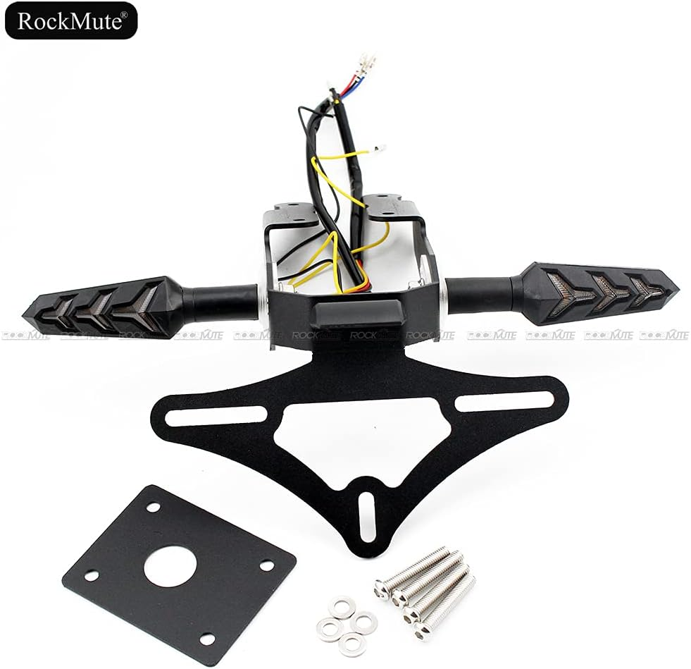 Motorcycle Tail Tidy for Kawasaki Ninja 650 Z650 2017-2021 Licence Plate Holder Fender Eliminator Bracket Mount with Turn Signal Indicator Sequential Flowing LED Light (Full Set (Holder+Indicators)) - Full Set (Holder+Indicators) image number 4