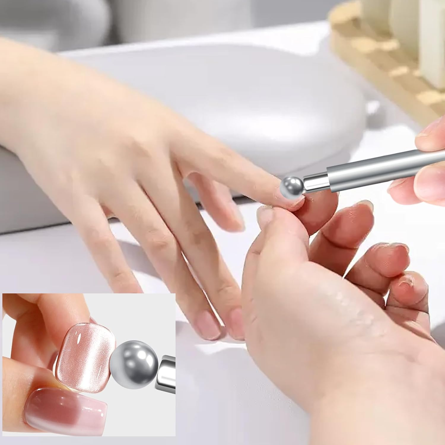 Kitten Eye Nail Magnet,Kitten Eye Nail Magnet Tool 2-Tip | Manicure Ergonomic Grip Beauty Accessories for Salon Home Dating Studio Professionals image number 5