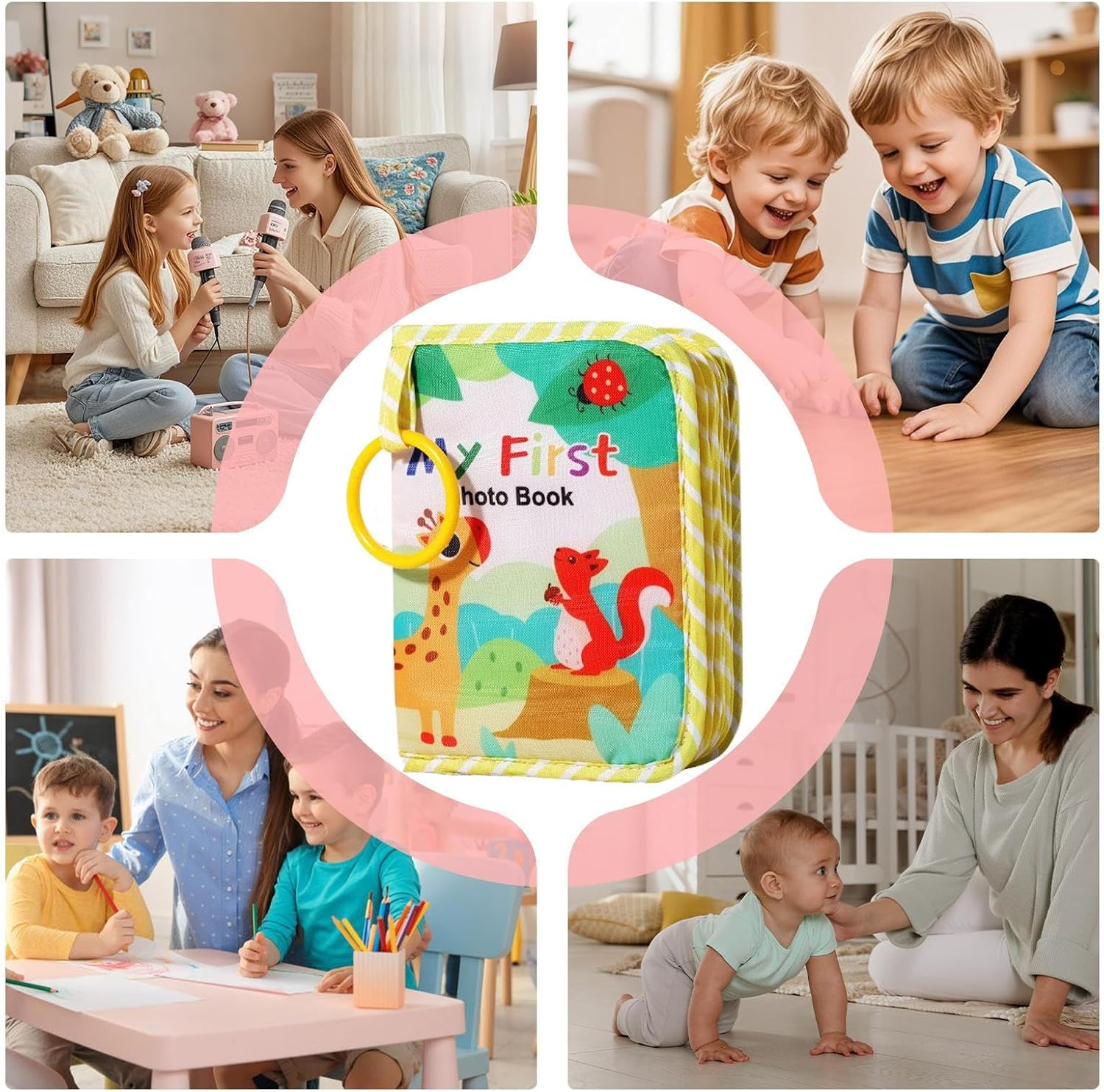 Baby Photo Albums | Baby Photo Book Soft | Keepsake Memory Keeping Cloth with Mirror for Family Kids Birthday Gender Reveal Memories - Land image number 4