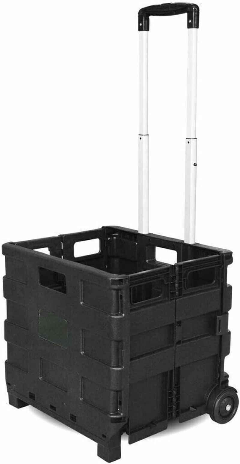 Grocery Basket Foldable Shopping Cart Trolley Pack & Roll Folding Crate Portable image number 5