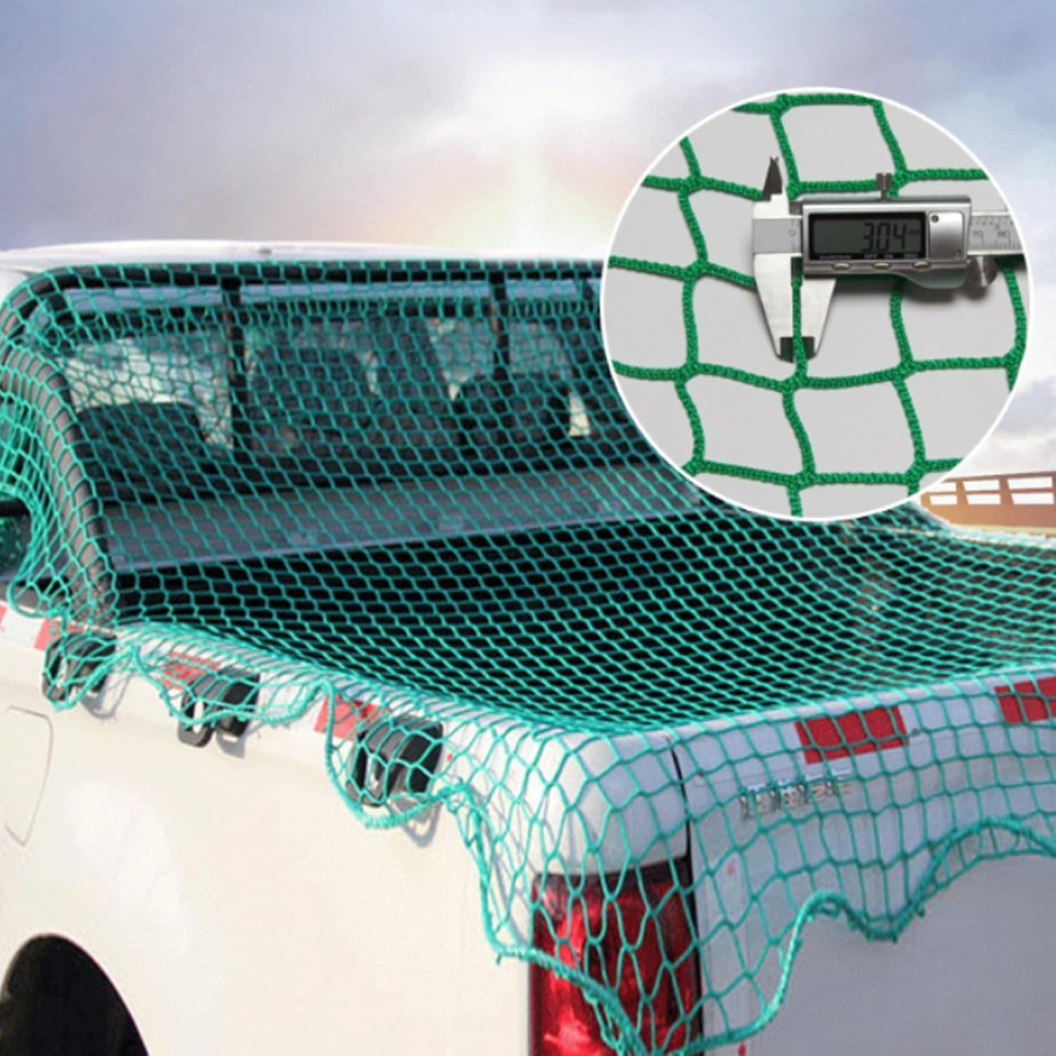 Trailer Cargo Net,Truck Bed Net,Truck Trailer Mesh Cover Truck Bed Extend Cover，Mesh Organizer for Pickup Trunk Bed, Suitable for Daily Light Loads of Trucks,Pickup,Snowmobile (59"X86.6") image number 5