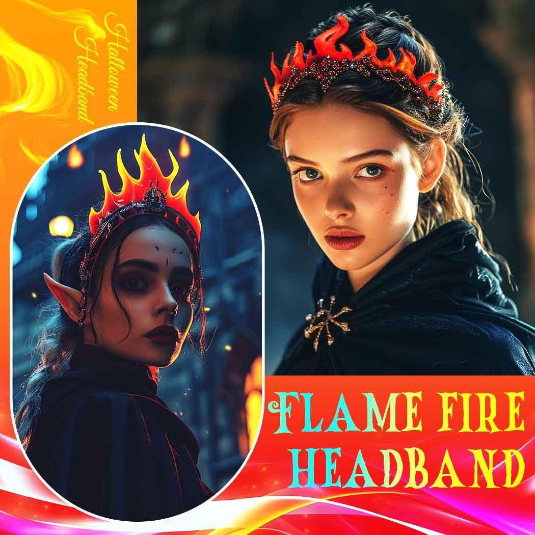 Fashband Flame Headband Red Fire Festival Headpiece Sunburst Goddess Crown Cosplay Hair Accessories for Women image number 2