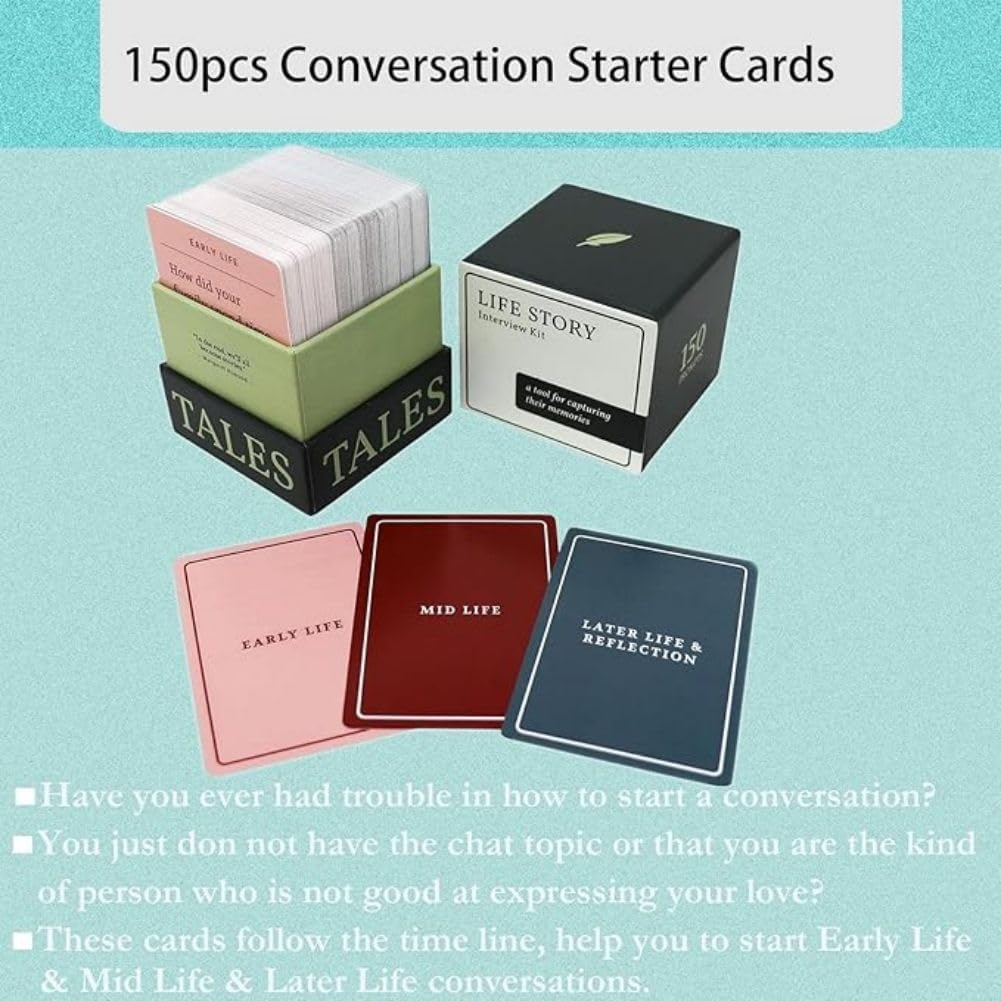 Life Story Interview Kit Cards 150 Pcs, Family Conversation Cards, Get to Know Parents and Grandparents for Family Pictionary Game Night with Curated Question Cards image number 2