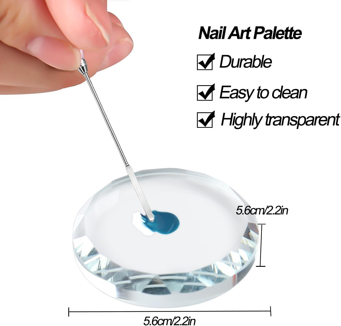 SUTOZMIWE Nail Art Sponge with 100Pcs/Box, Soft Sponges Pen Holder, Gradient Effect Gel Painting Brush, round Glass Palette, Stick Mixing Blooming Nails, Aura Nail, S image number 6