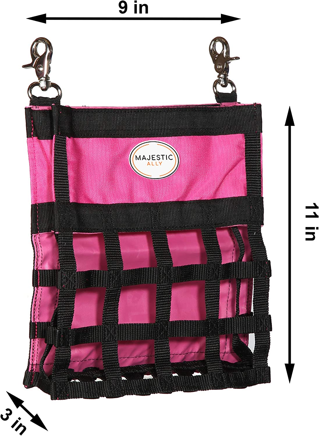 Majestic Ally Guinea Pig Hay Feeder &ndash; Rabbit Hay Feeder &ndash; Premium Quality Highly Durable Nylon &ndash; Three Side Open Slow Feed Hay Bag for Small Animals &ndash; 5 Lovely Colors (Orange) - Orange image number 2