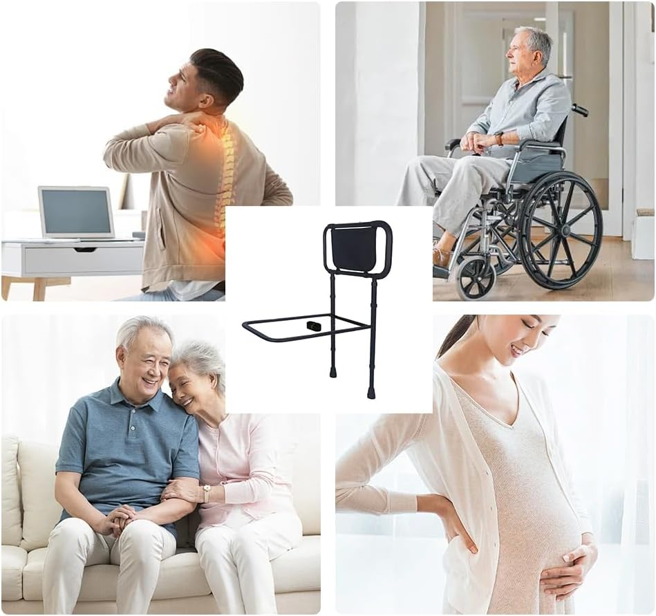 MTSDM Bed Rails for Elderly Adults Safety, Height Adjustable Bed Assist Rail for Seniors Safety Bed Handle with Leg Bedside Fall Prevent Grab Bar with Non-Slip Ergonomic Handle Foldable Send Straps image number 3