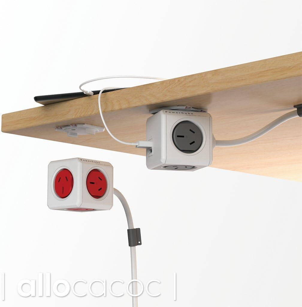 New Allocacoc Powercube 4 Outlets 2 USB Ports Surge Protector 1.5M Extension Cord Wall Adaptor with Safety Resettable Fuse Green Color 5400/AUEUPC/GREEN image number 1