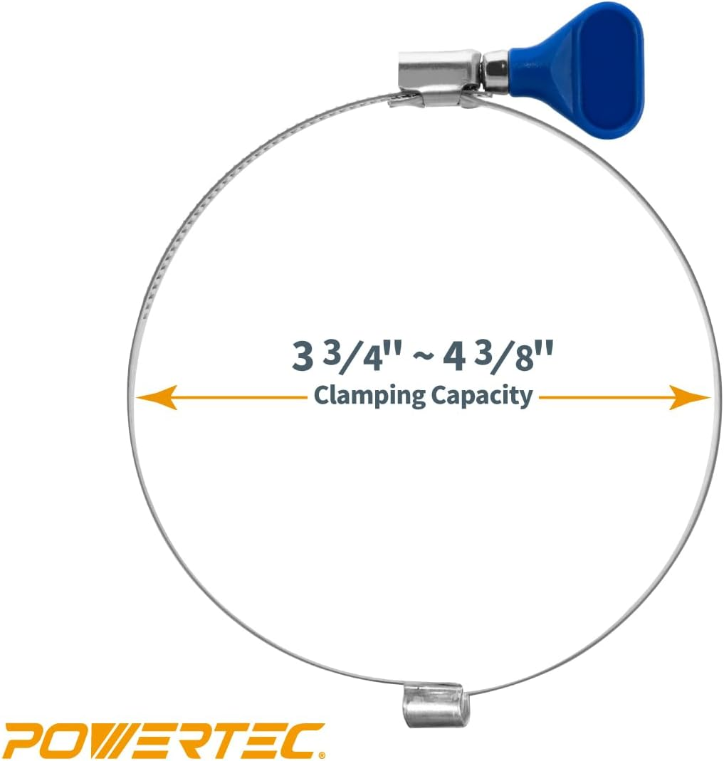 POWERTEC 70225 4 Inch Right Hand Keyed Bridge Hose Clamp, Thumb Screw Key Adjustable Stainless Steel Hose Clamps for Dust Collection, Dust Collector and Dryer Vent Hose, 5 Pack image number 2