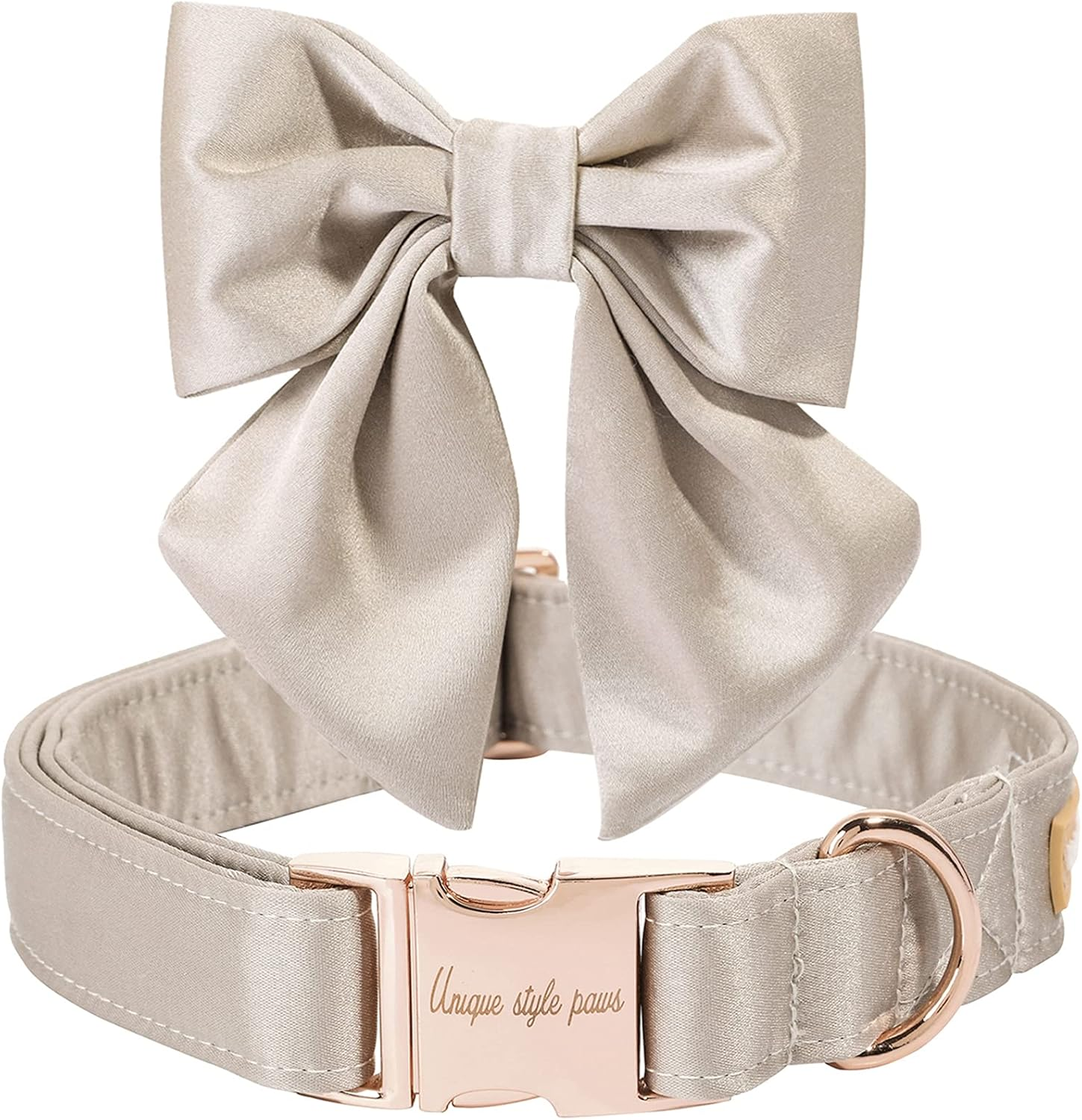 Unique Style Paws Silk Dog Collar Adjustable Durable Bowknot Wedding Bow Tie Collar for Small Puppy Cat Small Puppy Cat Champagne